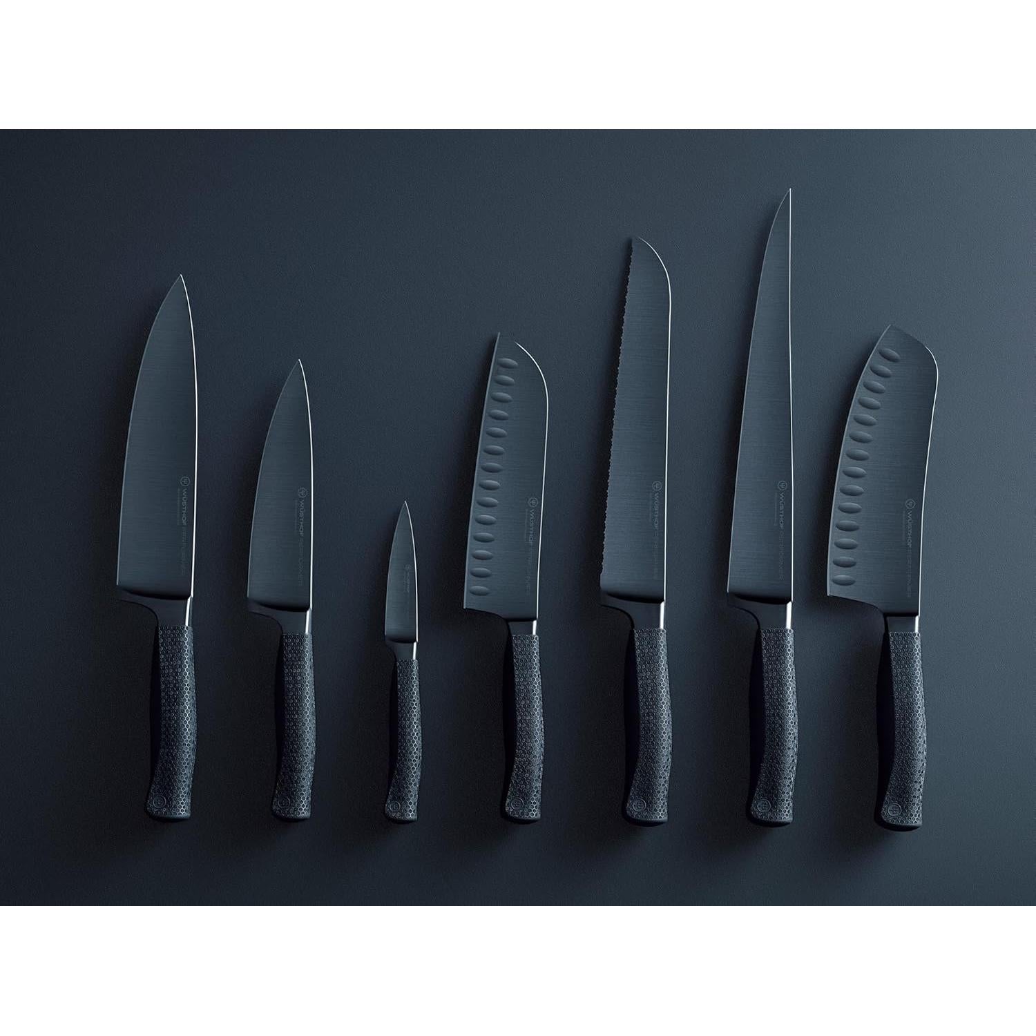 Cuchillo Wüsthof Rotoku Performer 17.8 cm Bisel Hueco Negro