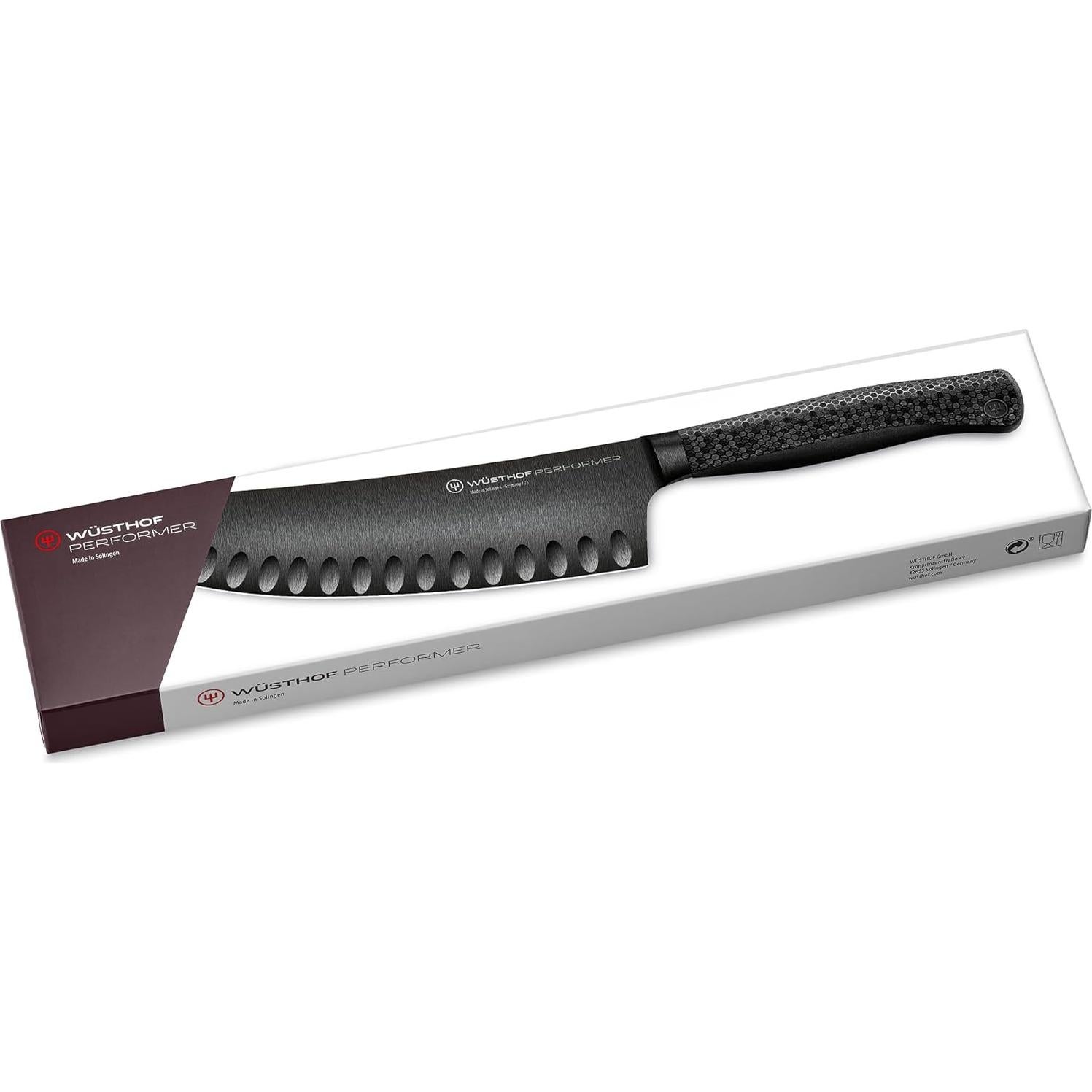 Cuchillo Wüsthof Rotoku Performer 17.8 cm Bisel Hueco Negro