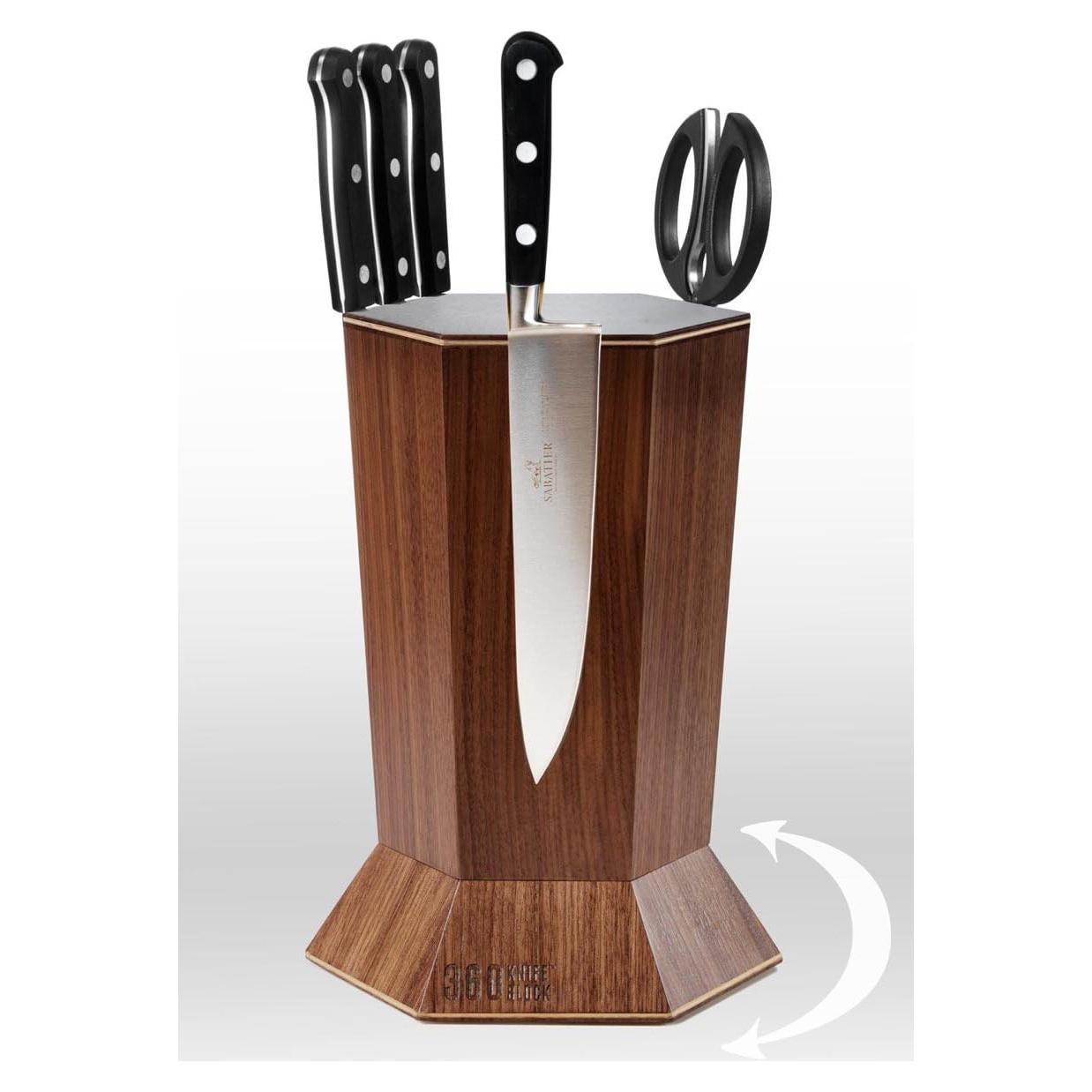 Bloque de Cuchillos Magnético Rotativo 360 Knife Block Nuez