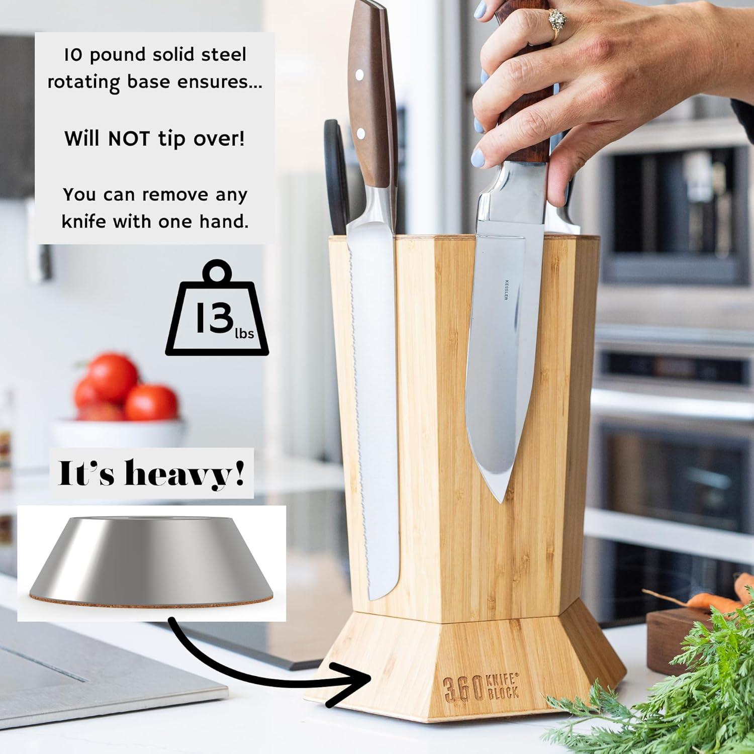 Bloque de Cuchillos Magnético Rotativo 360 Knife Block Nuez