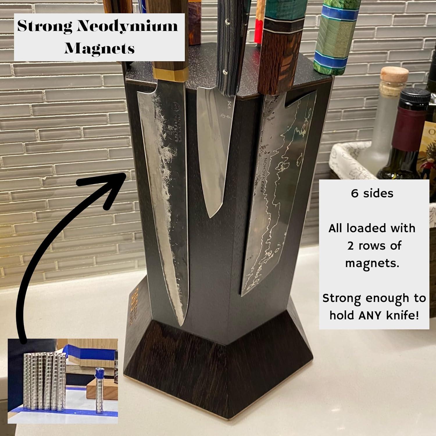 Bloque de Cuchillos Magnético Rotativo 360 Knife Block Nuez