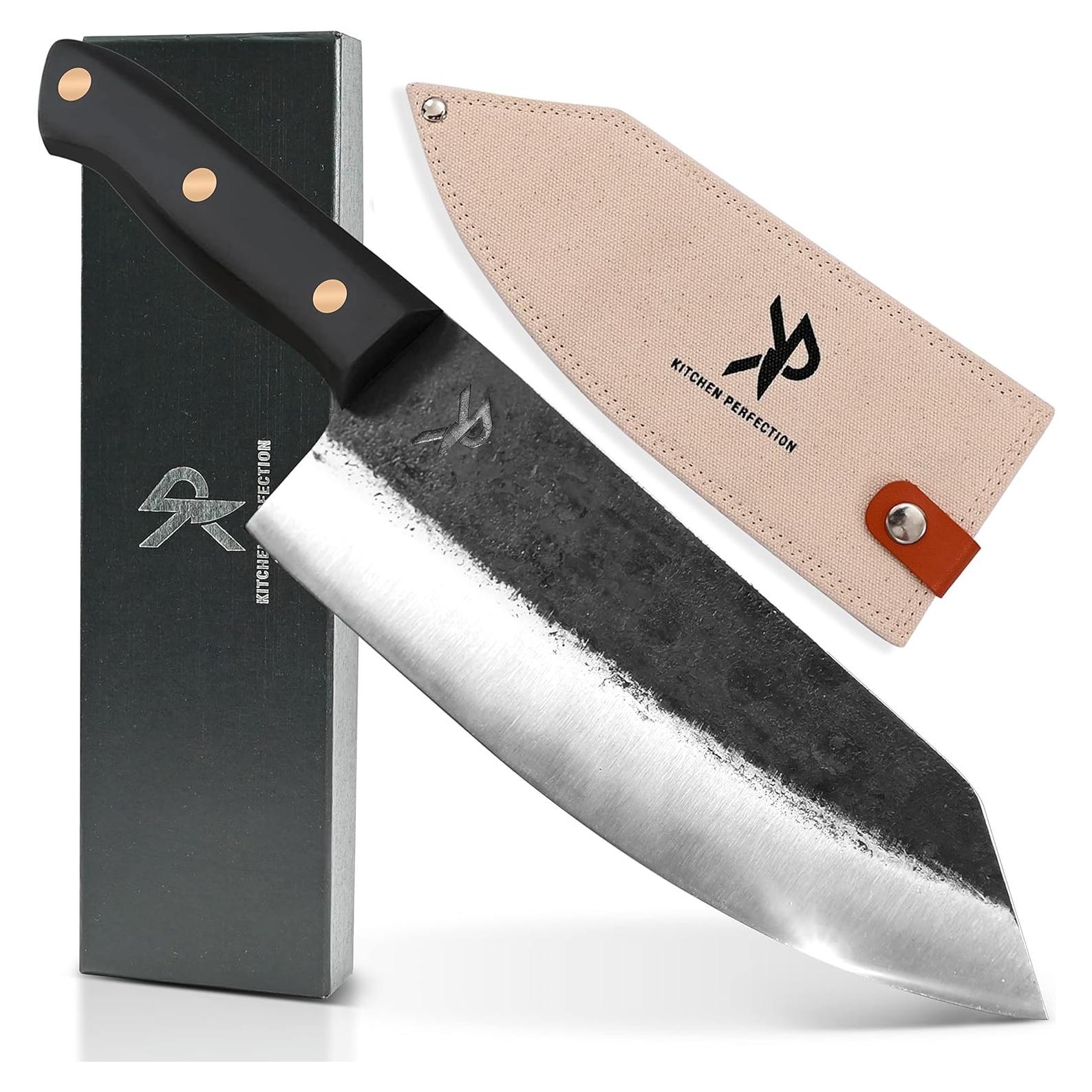 Handmade Chefs Carving Knife For Meat Cutting- Extremely Sharp Cooking Knife 8 Inch -Hand Sharpen Best Gift For Men - High Carbon Steel w/Canvas Sheath