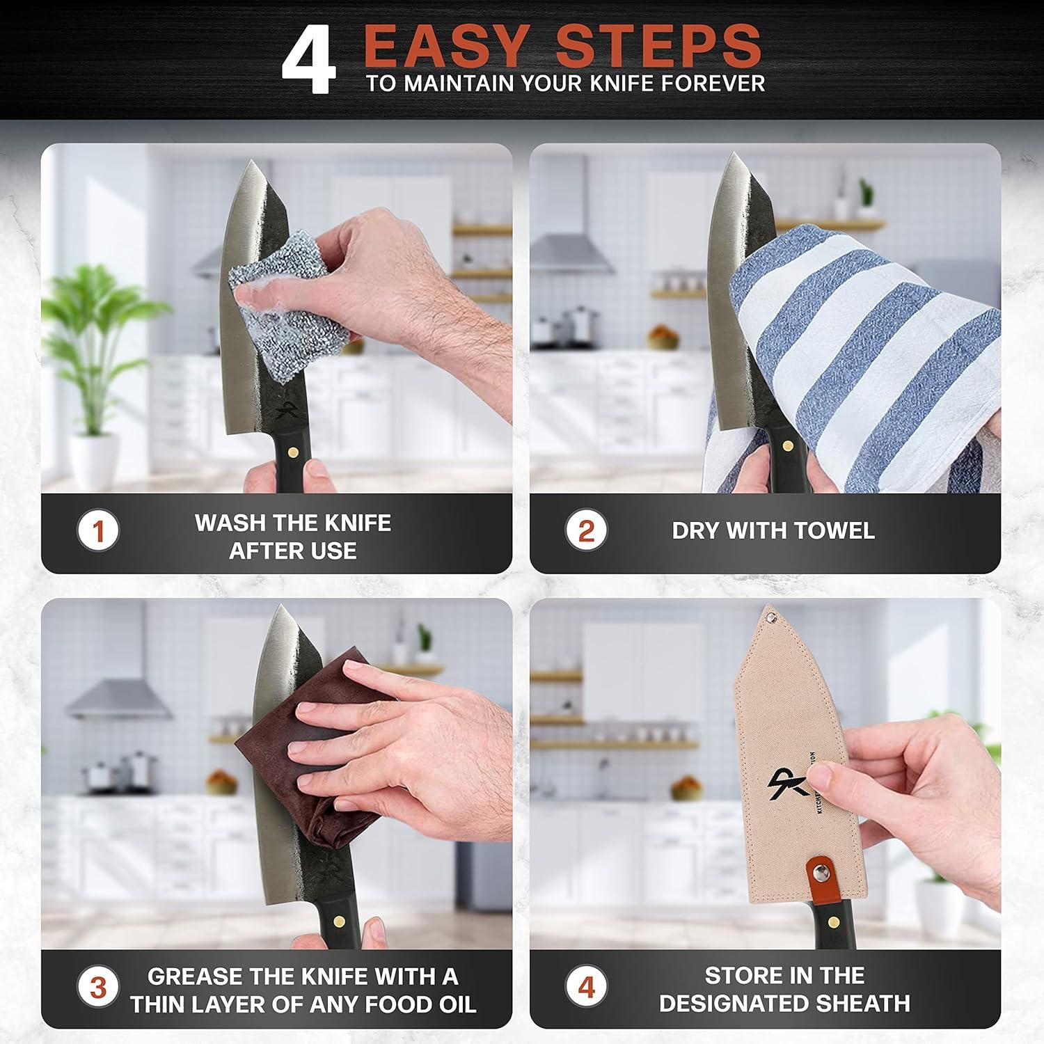 Handmade Chefs Carving Knife For Meat Cutting- Extremely Sharp Cooking Knife 8 Inch -Hand Sharpen Best Gift For Men - High Carbon Steel w/Canvas Sheath