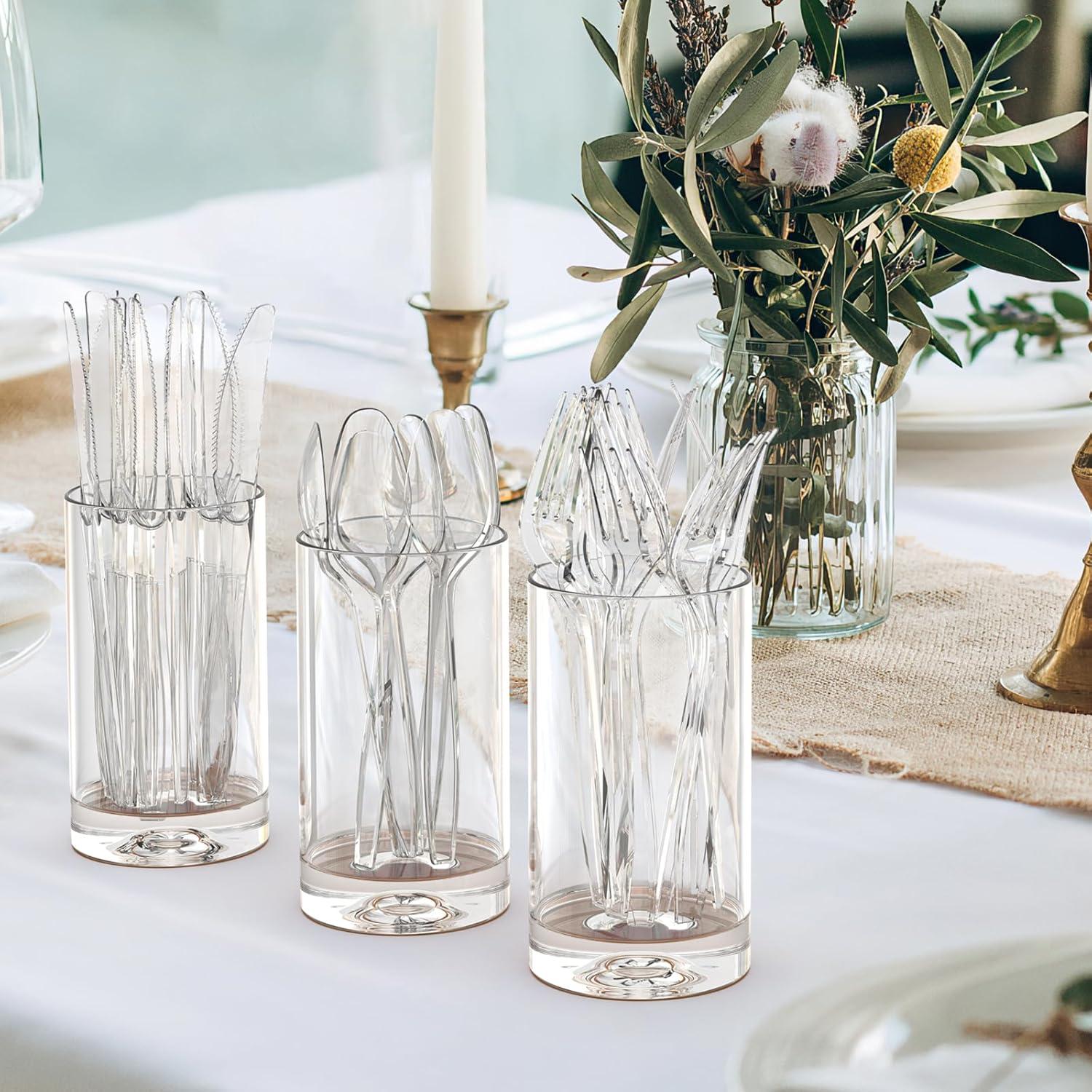 300 Cuchillos de Plástico Transparentes Dealusy - Desechables y Resistentes