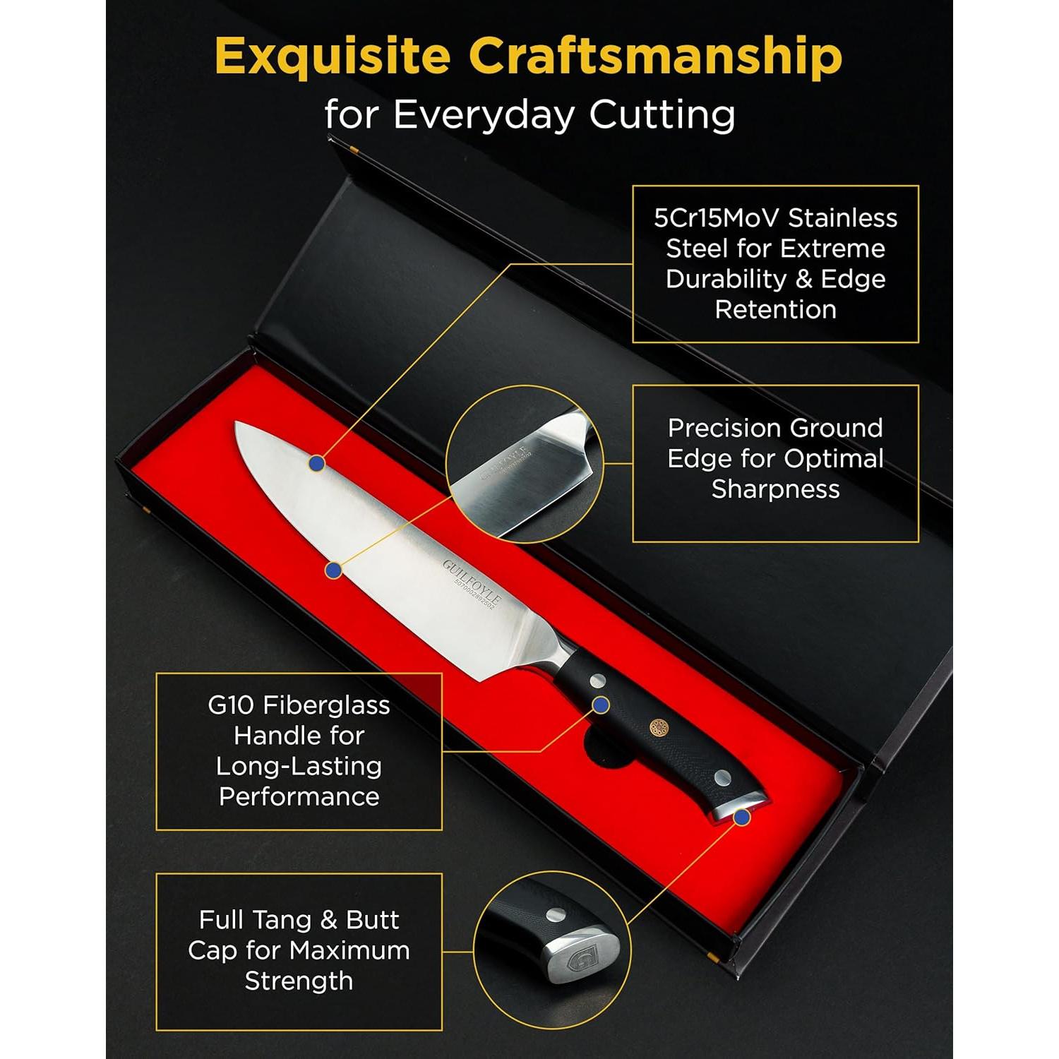 Cuchillo de Chef Guilfoyle 20 cm Acero Inoxidable G10