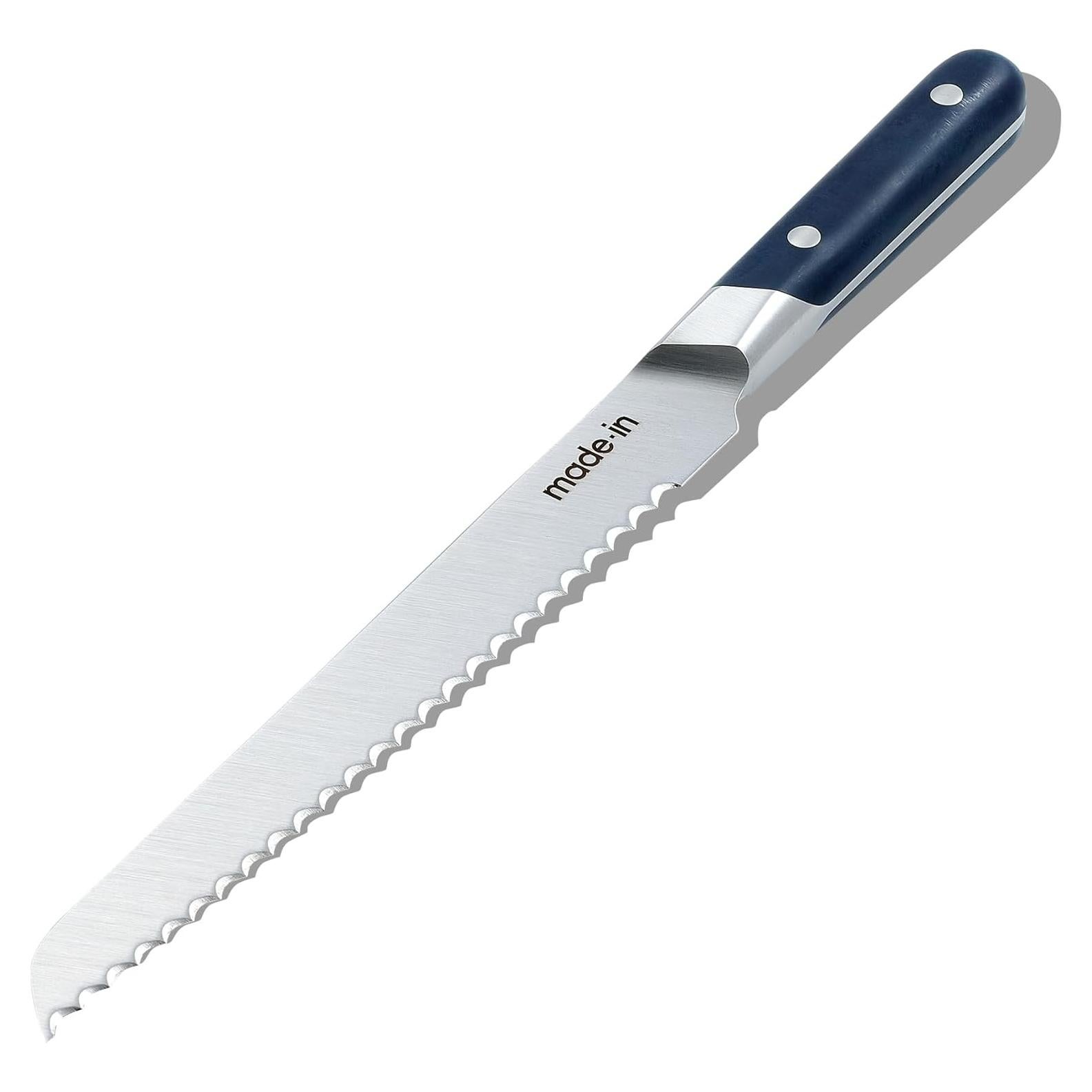 Made In Cookware - 9" Inch Bread Knife France - Full Tang With Harbour Blue Handle