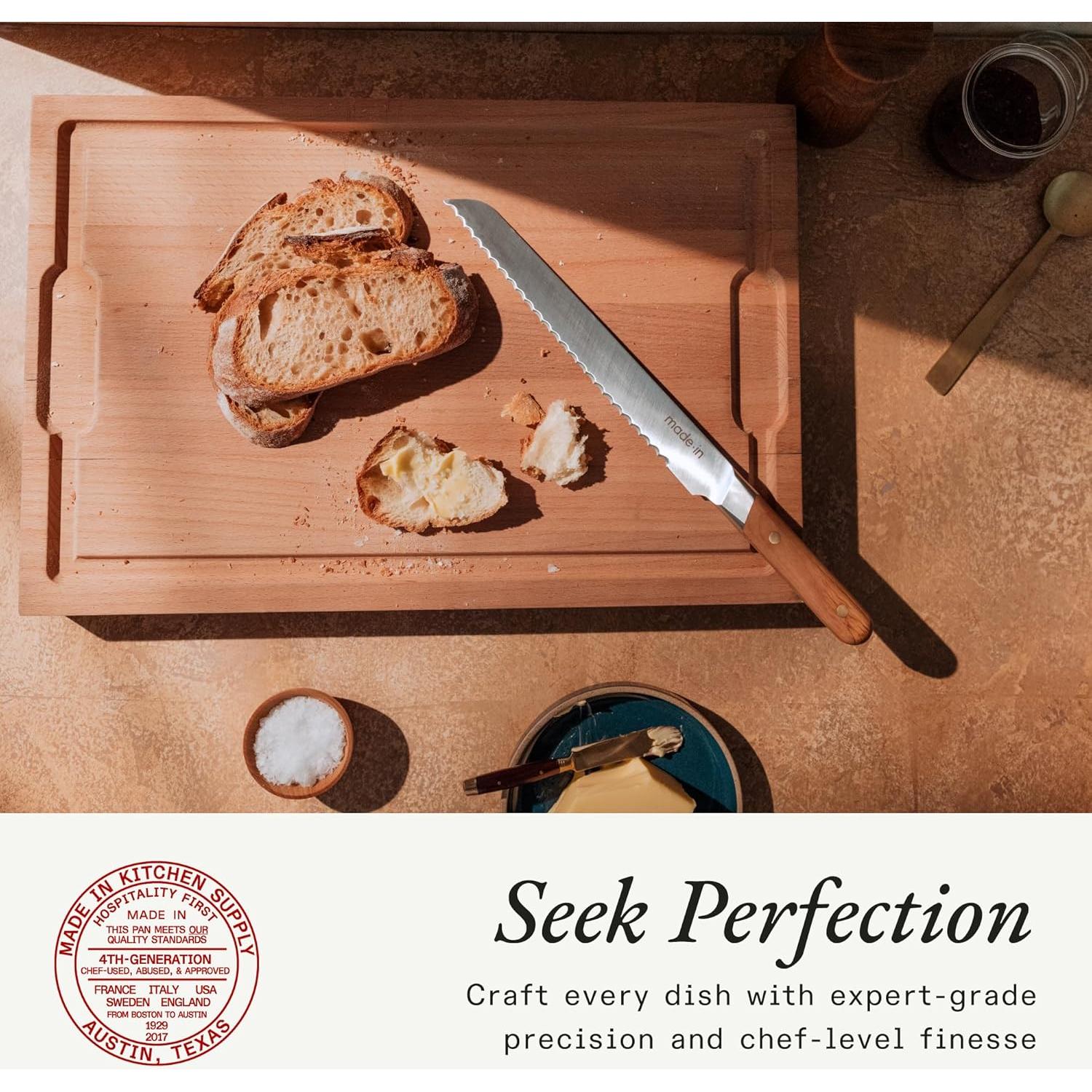 Made In Cookware - 9" Inch Bread Knife France - Full Tang With Harbour Blue Handle