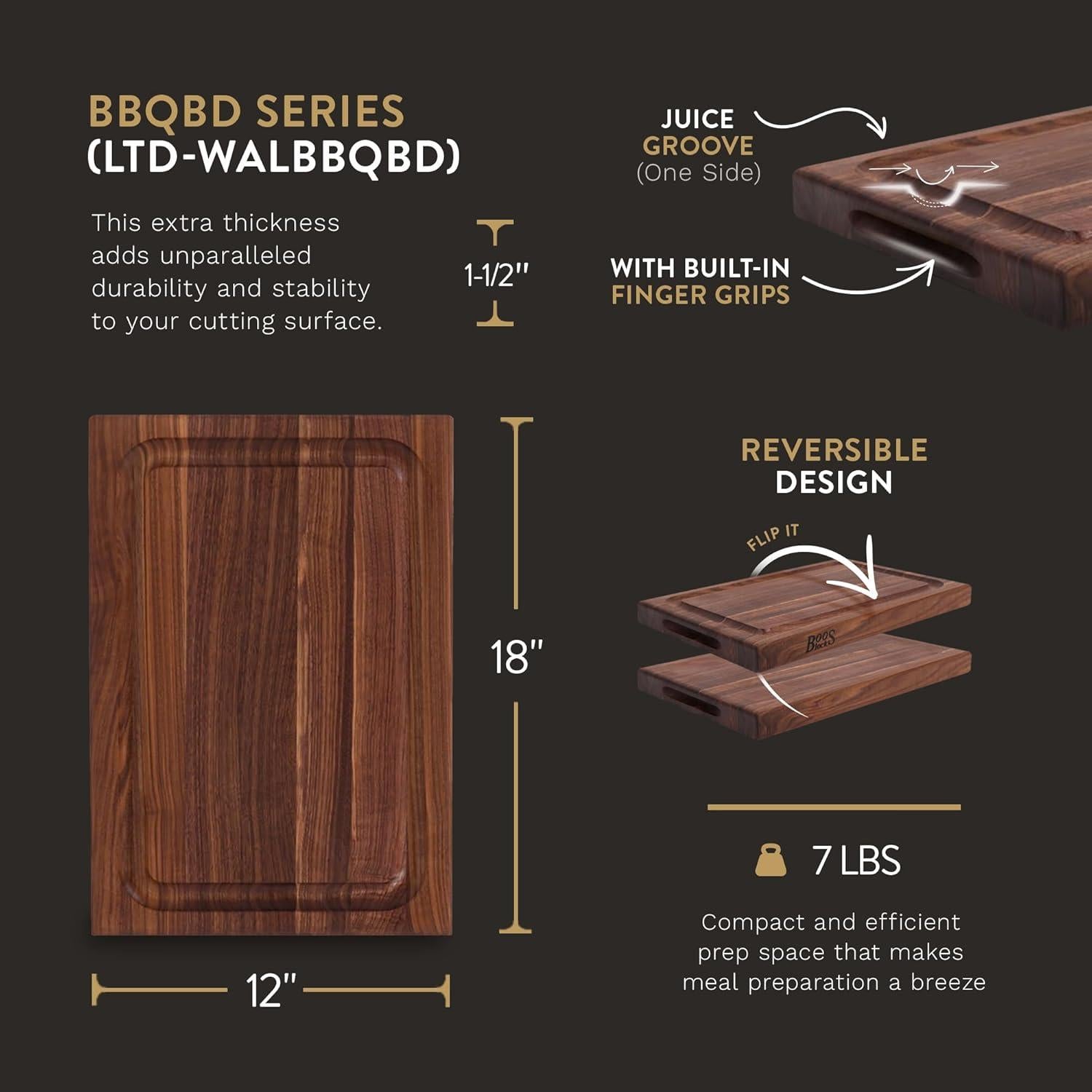 Tabla de Cortar de Madera de Nogal John Boos 45.72x30.48 cm