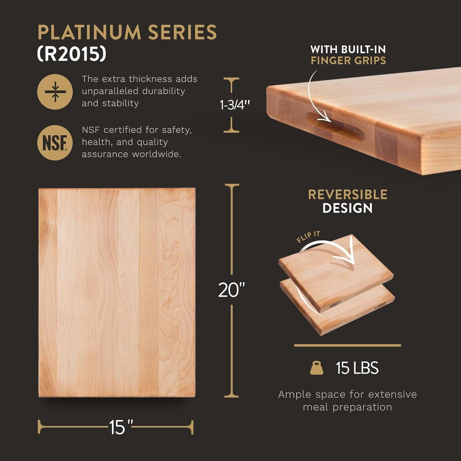 Tabla de Cortar de Madera de Arce John Boos R2015 50.8x38.1 cm