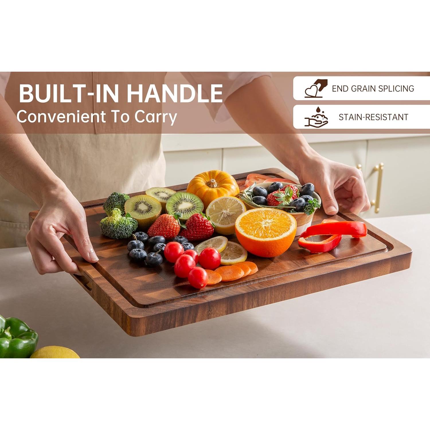 Tabla de Cortar de Madera de Nogal THETCHRY 43x33 cm Doble Cara