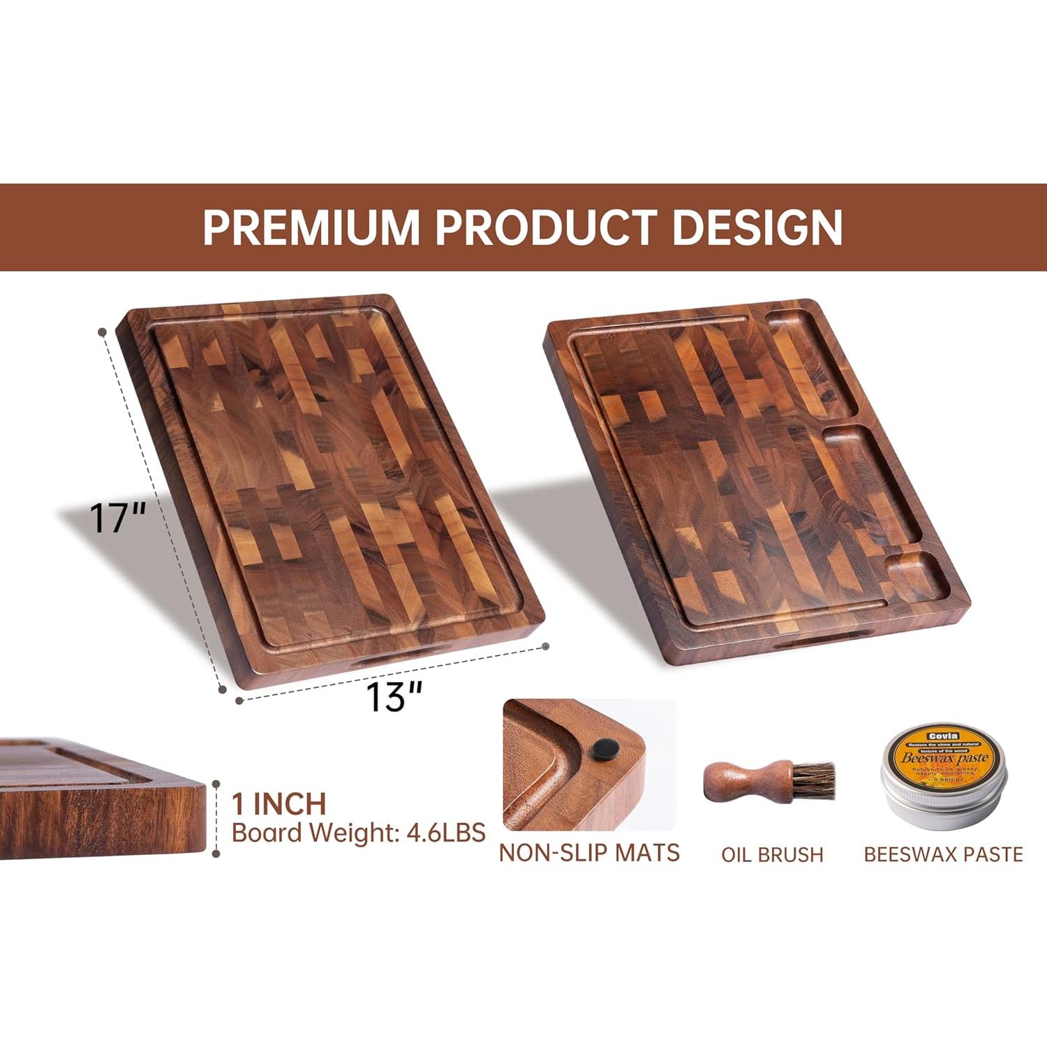 Tabla de Cortar de Madera de Nogal THETCHRY 43x33 cm Doble Cara