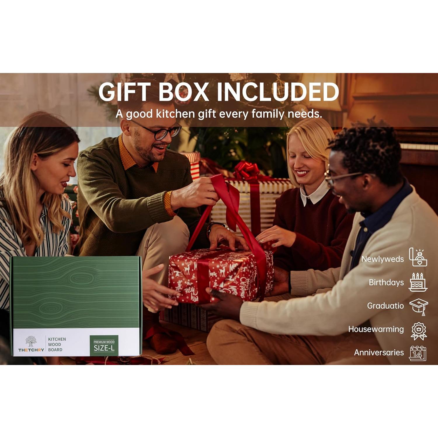 Tabla de Cortar de Madera de Nogal THETCHRY 43x33 cm Doble Cara