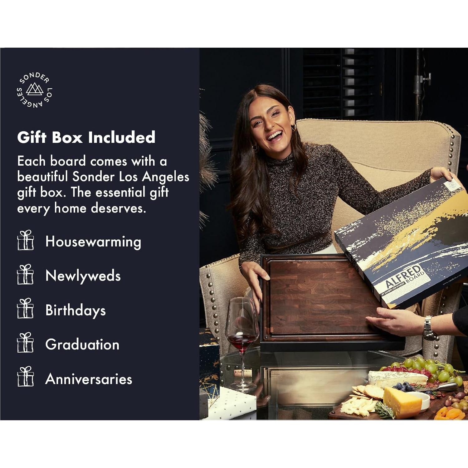 Tabla de Cortar de Madera de Nogal Sonder 43x33 cm con Canal para Jugo