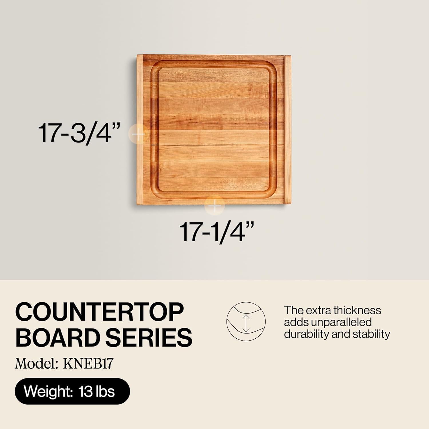 Tabla de Cortar John Boos de Madera de Arce 45.1x43.8 cm Reversible