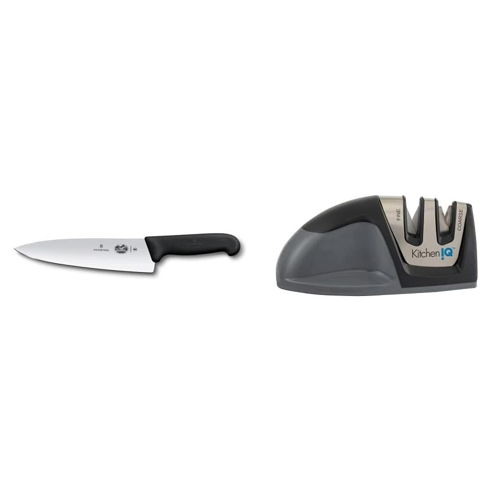 Cuchillo Chef Fibrox Pro Victorinox 20 cm + Afilador KitchenIQ