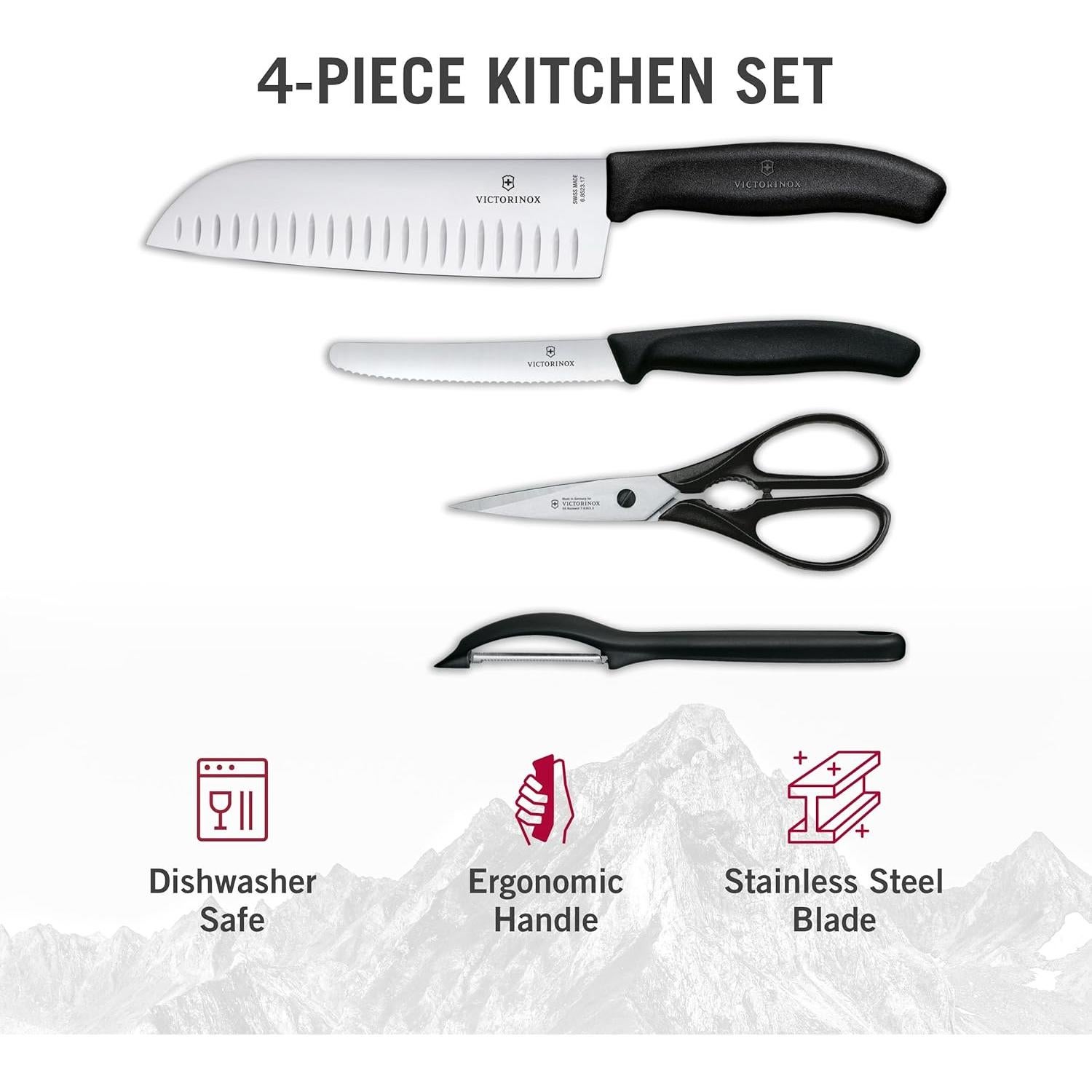 Juego de Cocina Victorinox Suizo 4 Piezas Acero Inoxidable