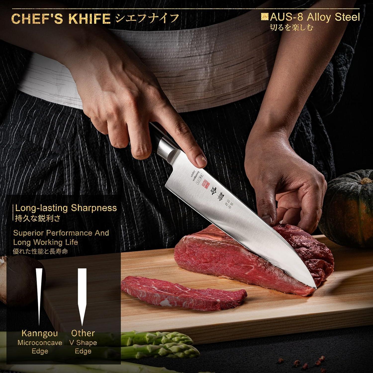 Cuchillo de Chef Japonés Kanngou 21 cm Acero AUS-8 Pakkawood