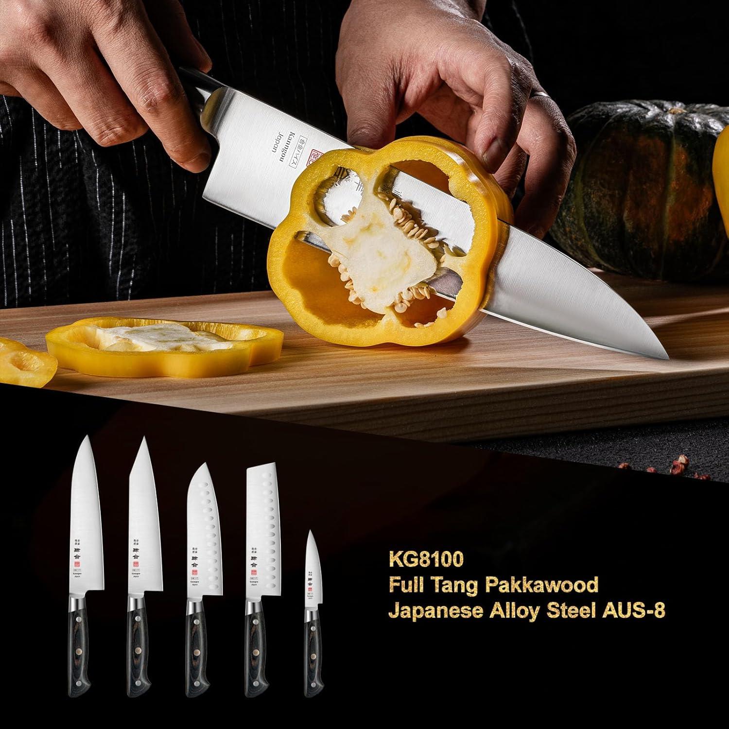 Cuchillo de Chef Japonés Kanngou 21 cm Acero AUS-8 Pakkawood