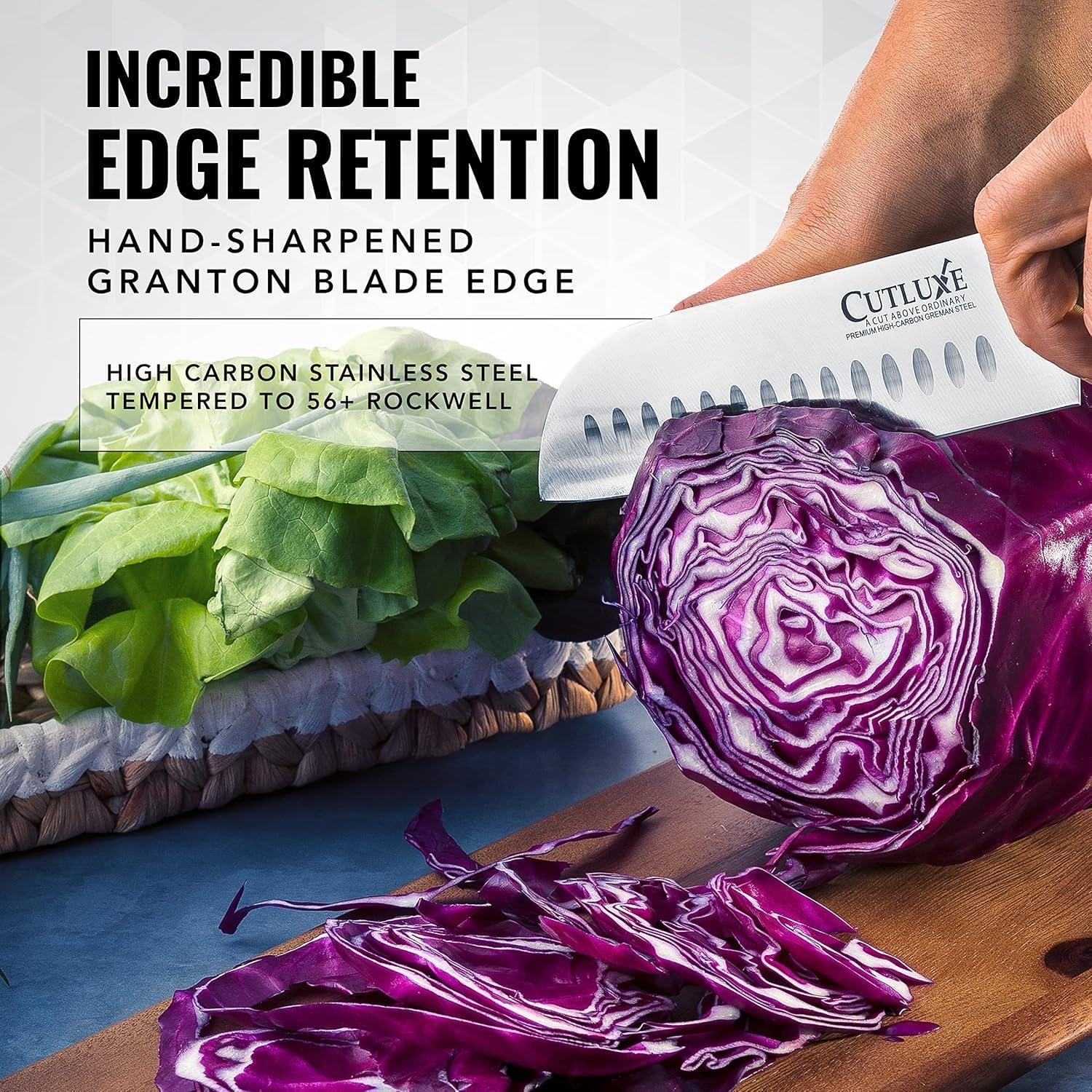 Cuchillo Santoku Cutluxe 17.78 cm Acero Alto Carbono Ergonomico