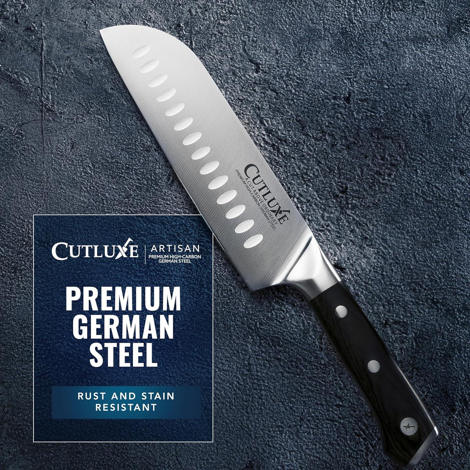 Cuchillo Santoku Cutluxe 17.78 cm Acero Alto Carbono Ergonomico