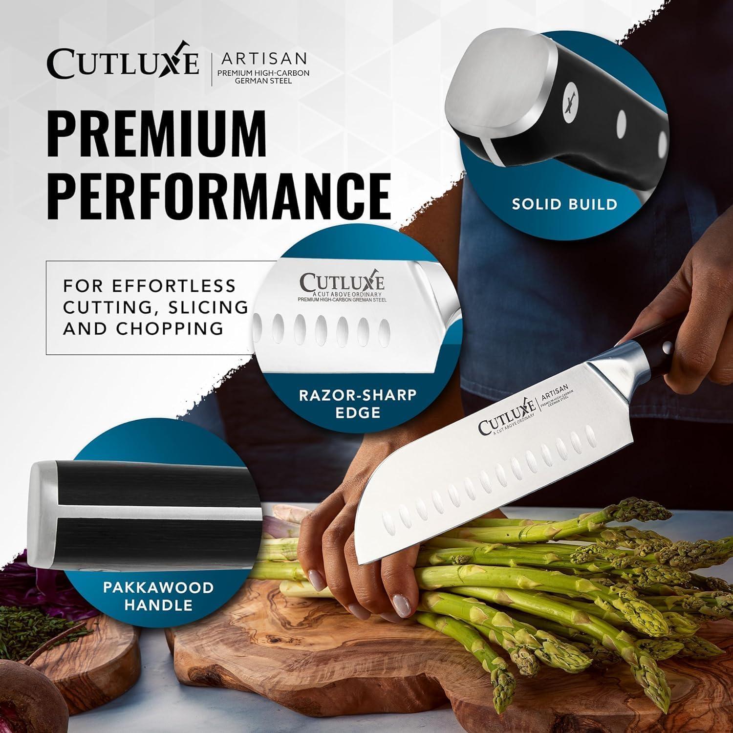 Cuchillo Santoku Cutluxe 17.78 cm Acero Alto Carbono Ergonomico