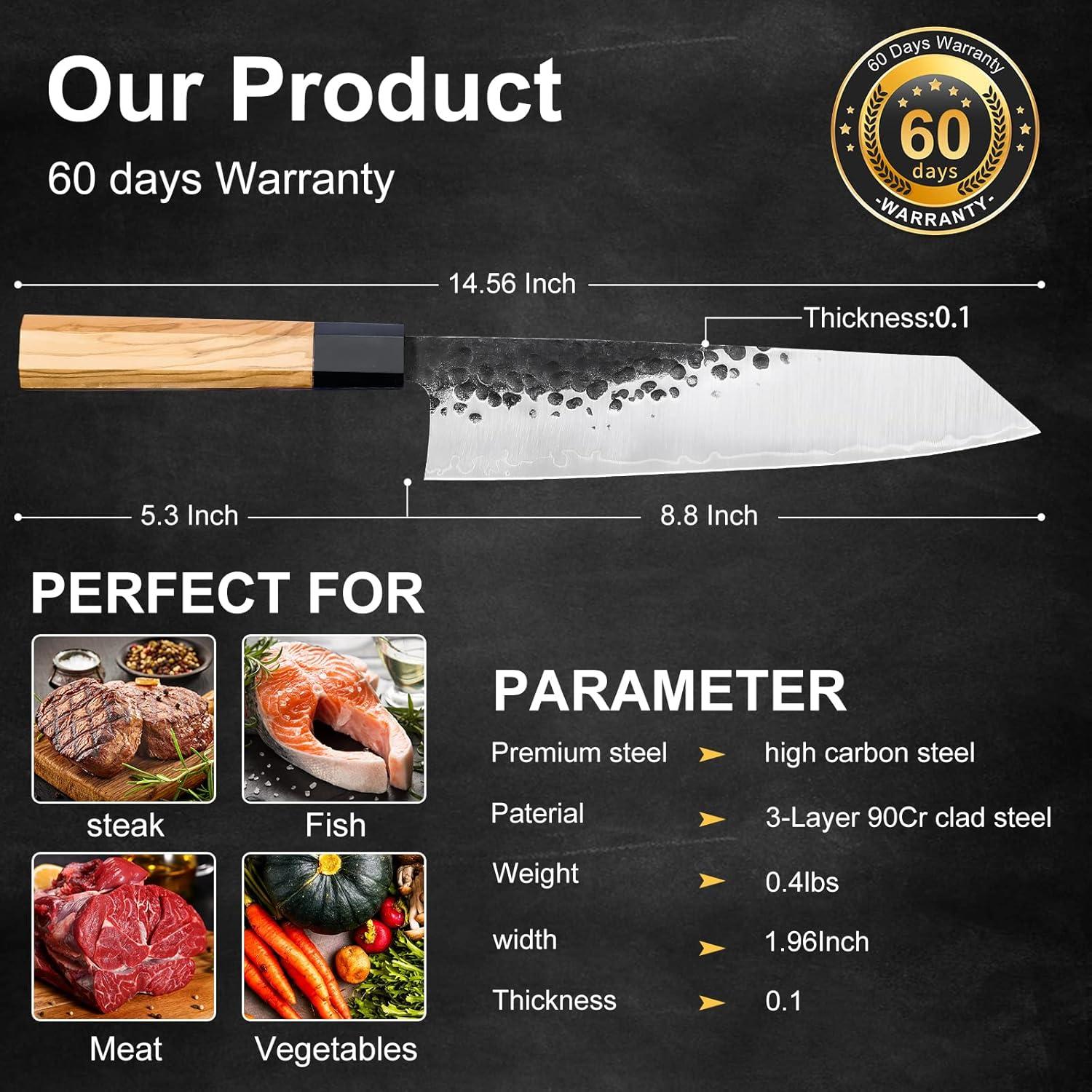 Cuchillo de Chef Kiritsuke 23 cm Tinta de Ciruelas Acero Inoxidable