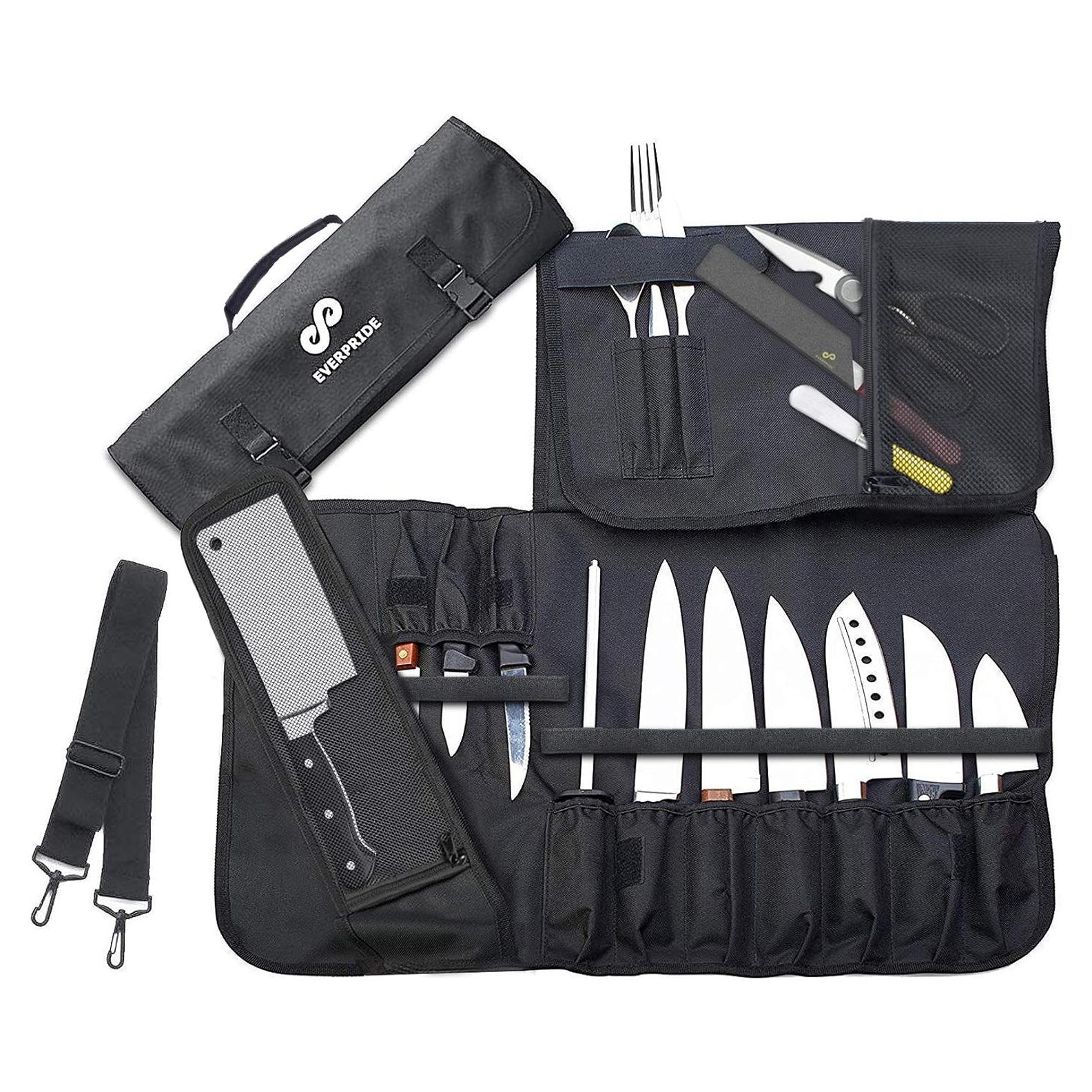 Bolsa para cuchillos de chef EVERPRIDE negra - Sostiene 10 cuchillos