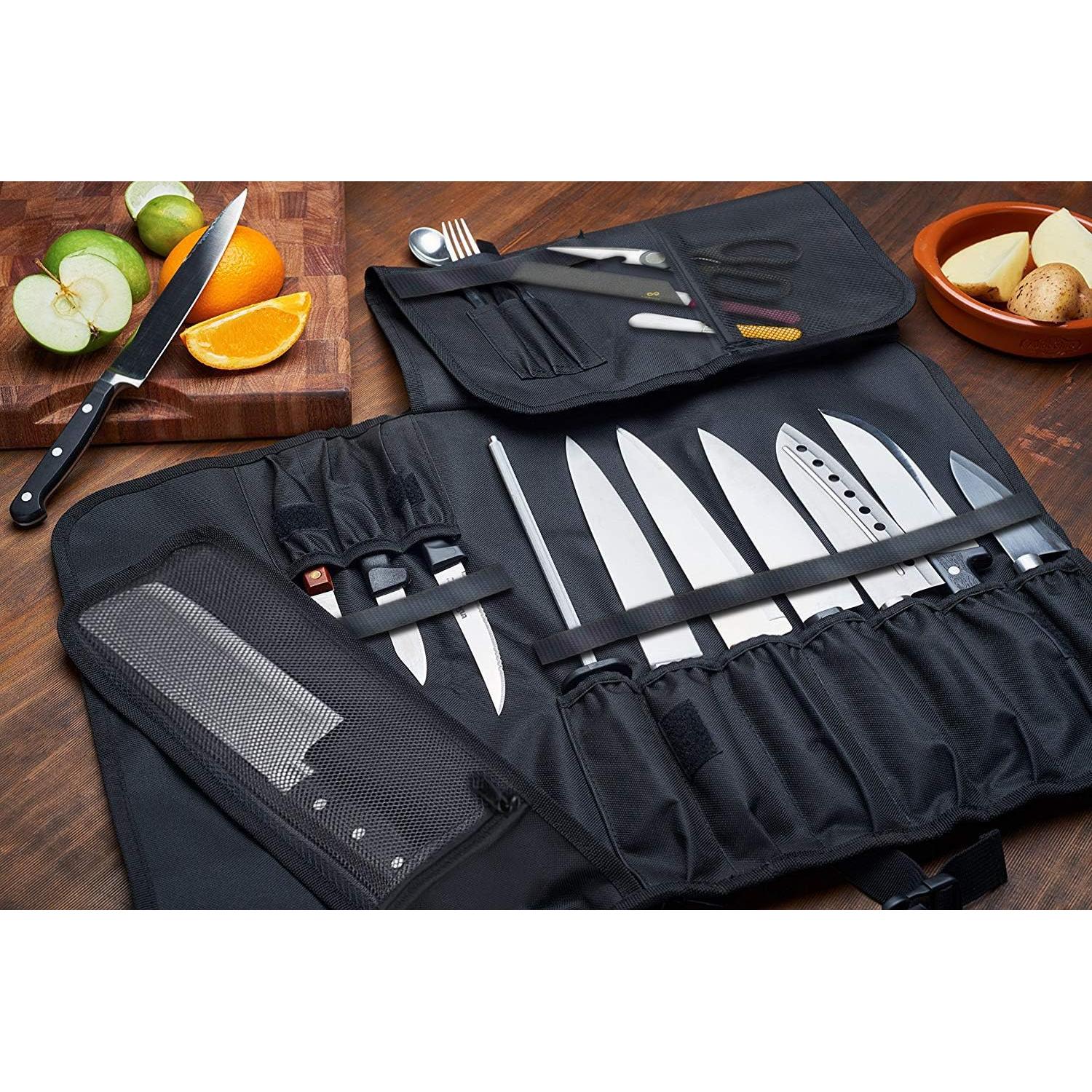 Bolsa para cuchillos de chef EVERPRIDE negra - Sostiene 10 cuchillos