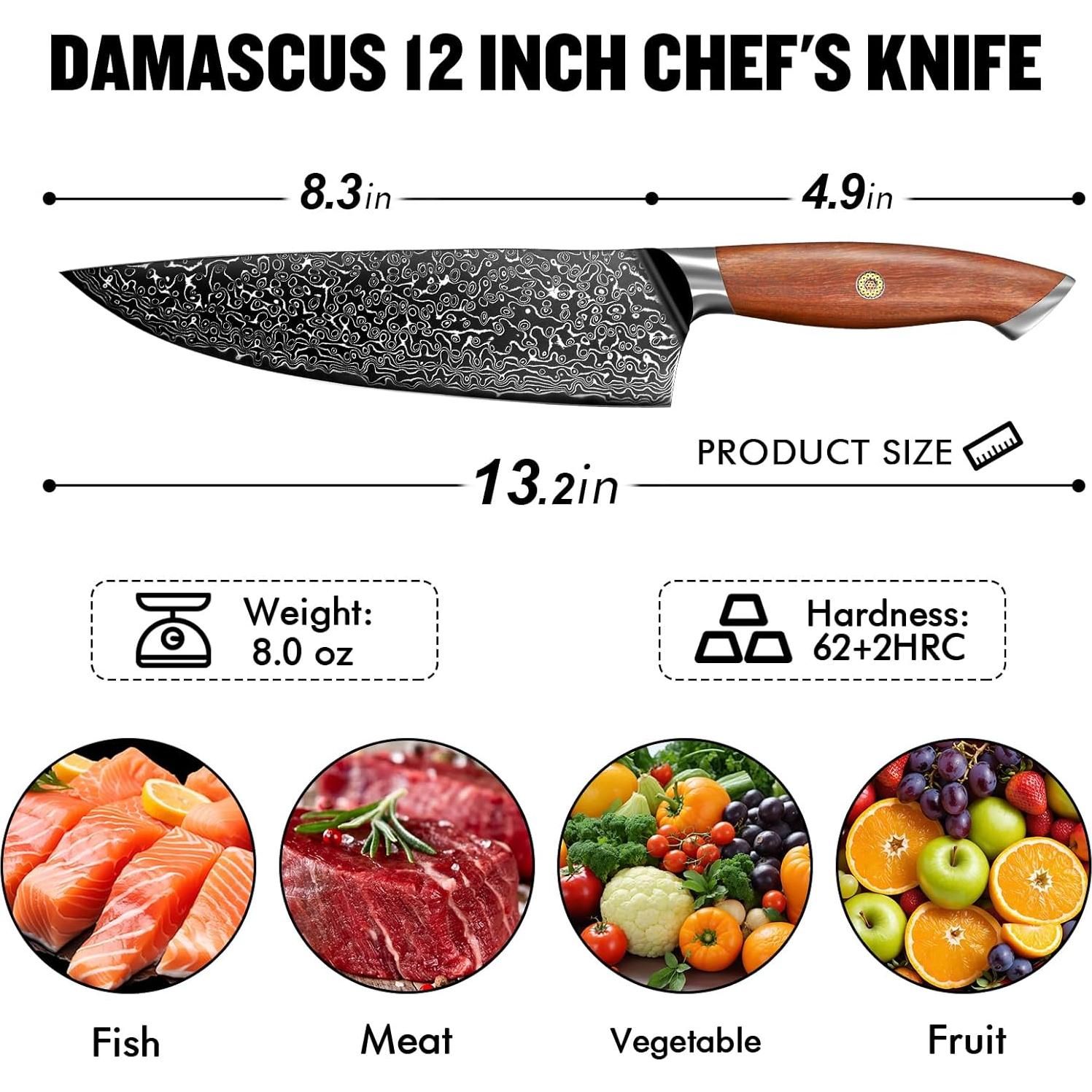 Cuchillo de Chef Freelander 20.32 cm Damasco VG10 Mango Nogal