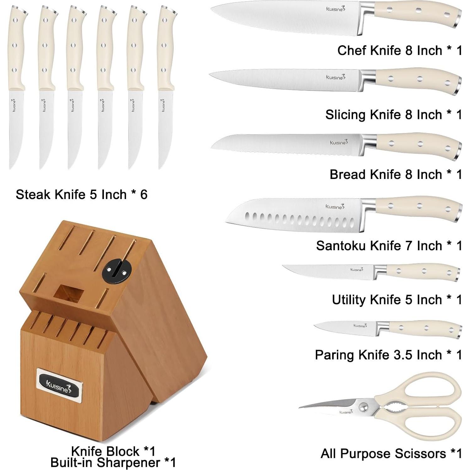 Juego de Cuchillos de Chef Kuisine 15 Piezas Acero Inoxidable