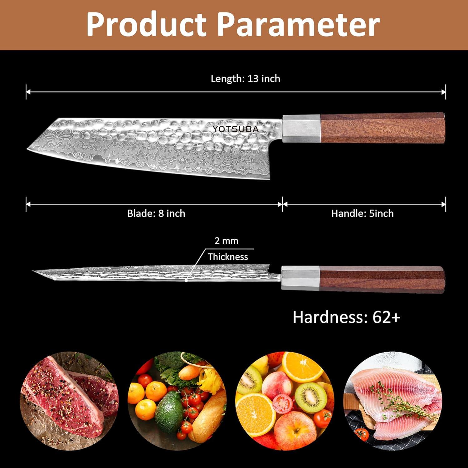 Cuchillo de Chef Gyuto YOTSUBA 20 cm Damasco Forjado a Mano