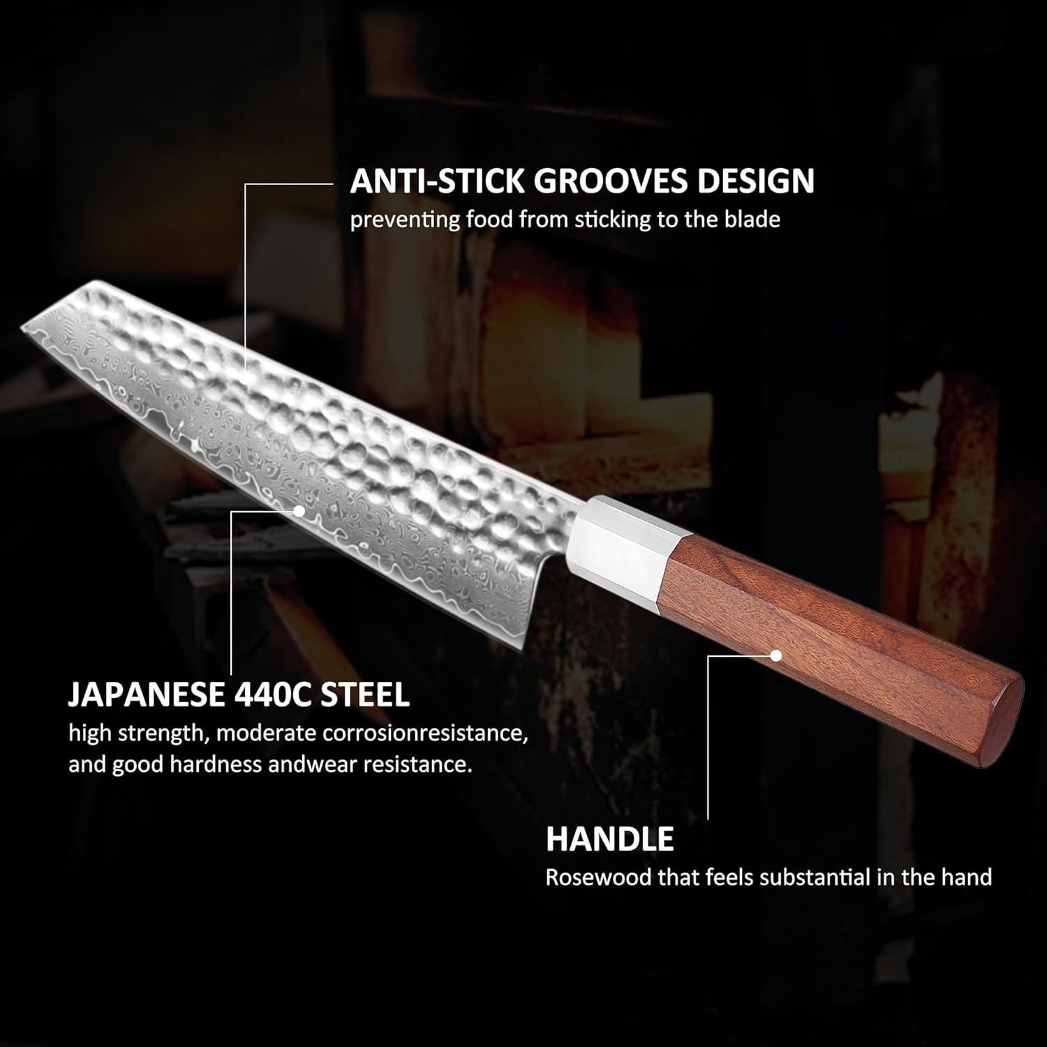 Cuchillo de Chef Gyuto YOTSUBA 20 cm Damasco Forjado a Mano