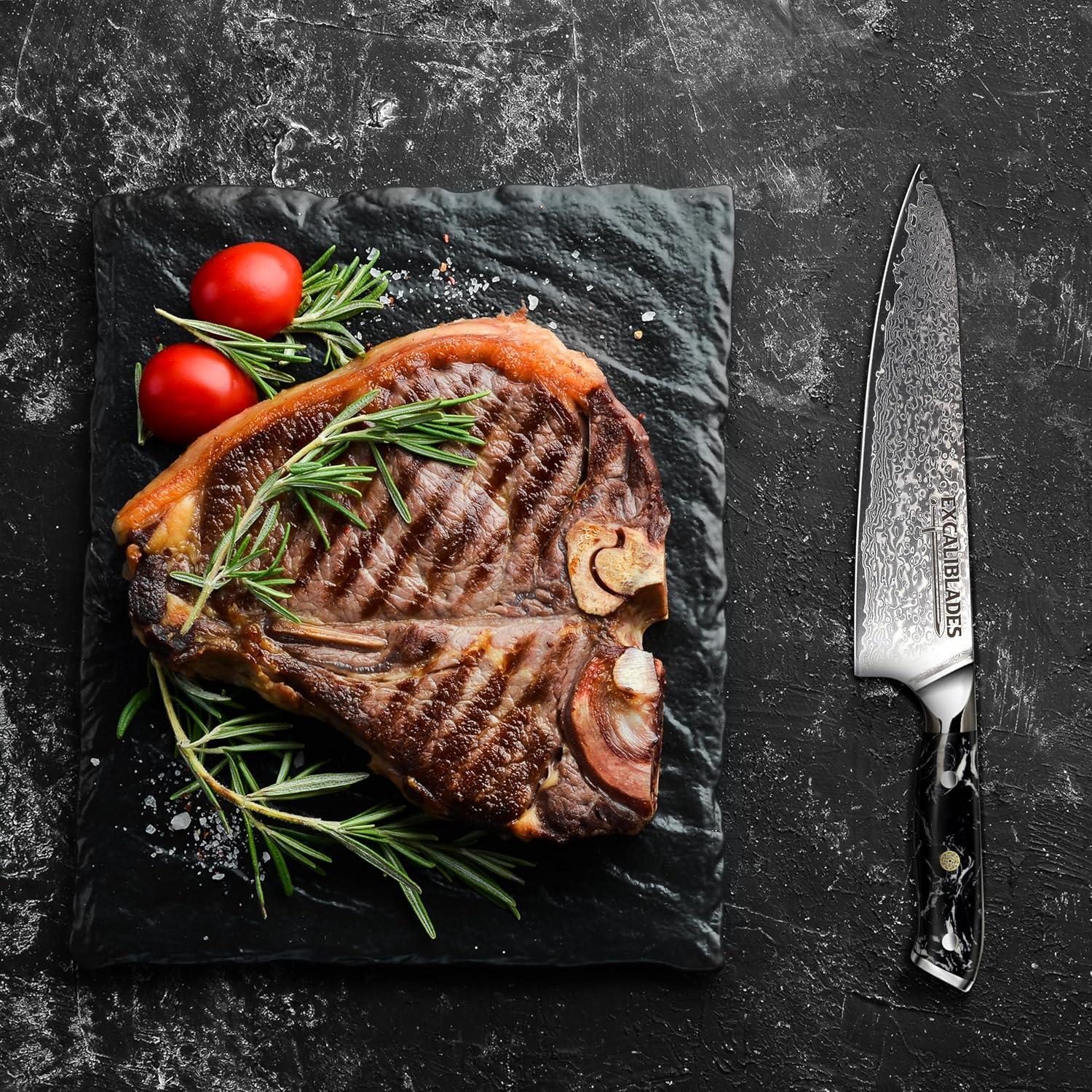 Cuchillo de Chef 20.3 cm Excaliblades Damasco VG-10 Ergonómico