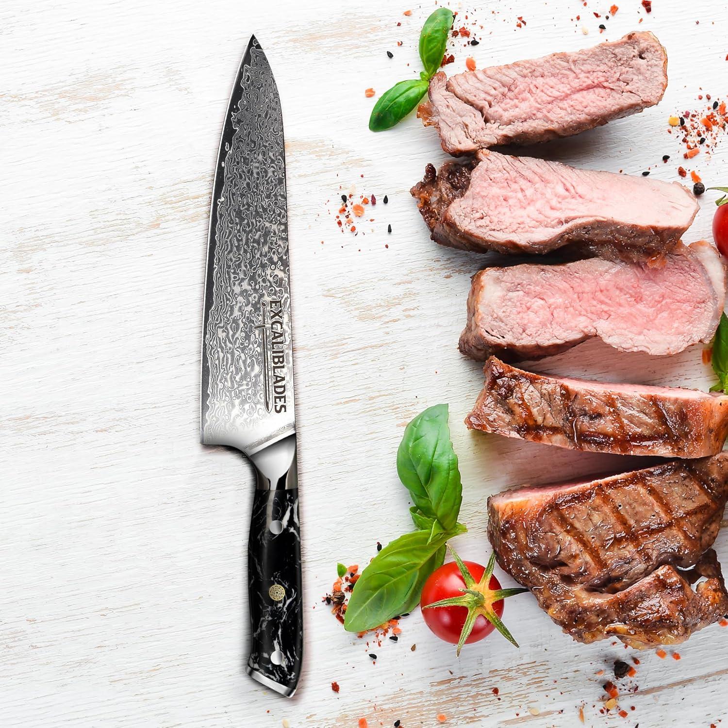 Cuchillo de Chef 20.3 cm Excaliblades Damasco VG-10 Ergonómico