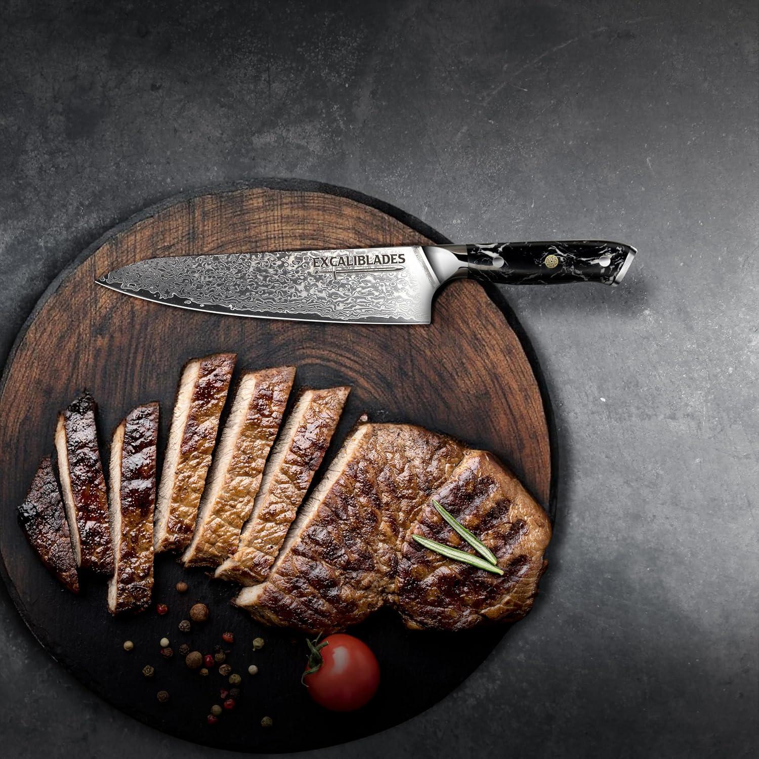 Cuchillo de Chef 20.3 cm Excaliblades Damasco VG-10 Ergonómico