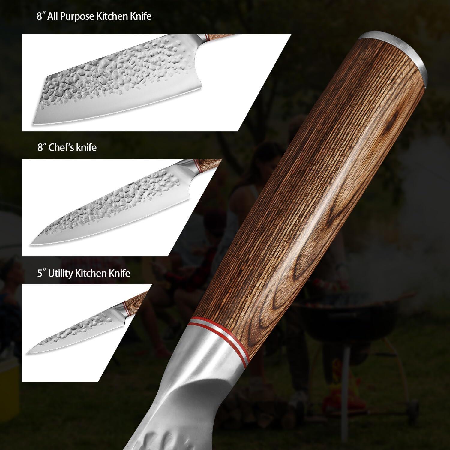 Juego de 5 cuchillos de chef KOFERY acero inoxidable 33 cm