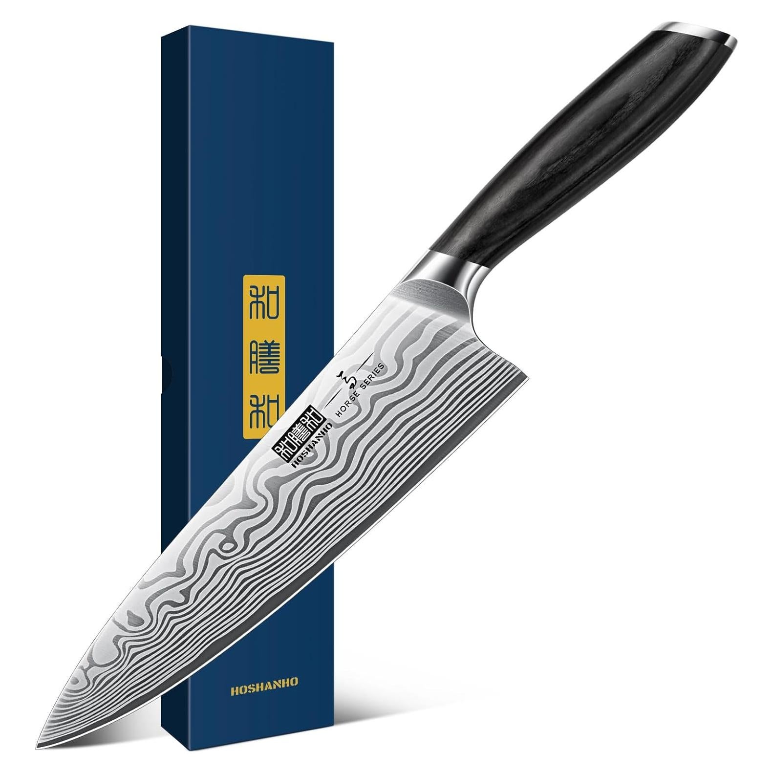 Cuchillo de Chef HOSHANHO 20.32 cm Acero Alto Carbono Pakkawood