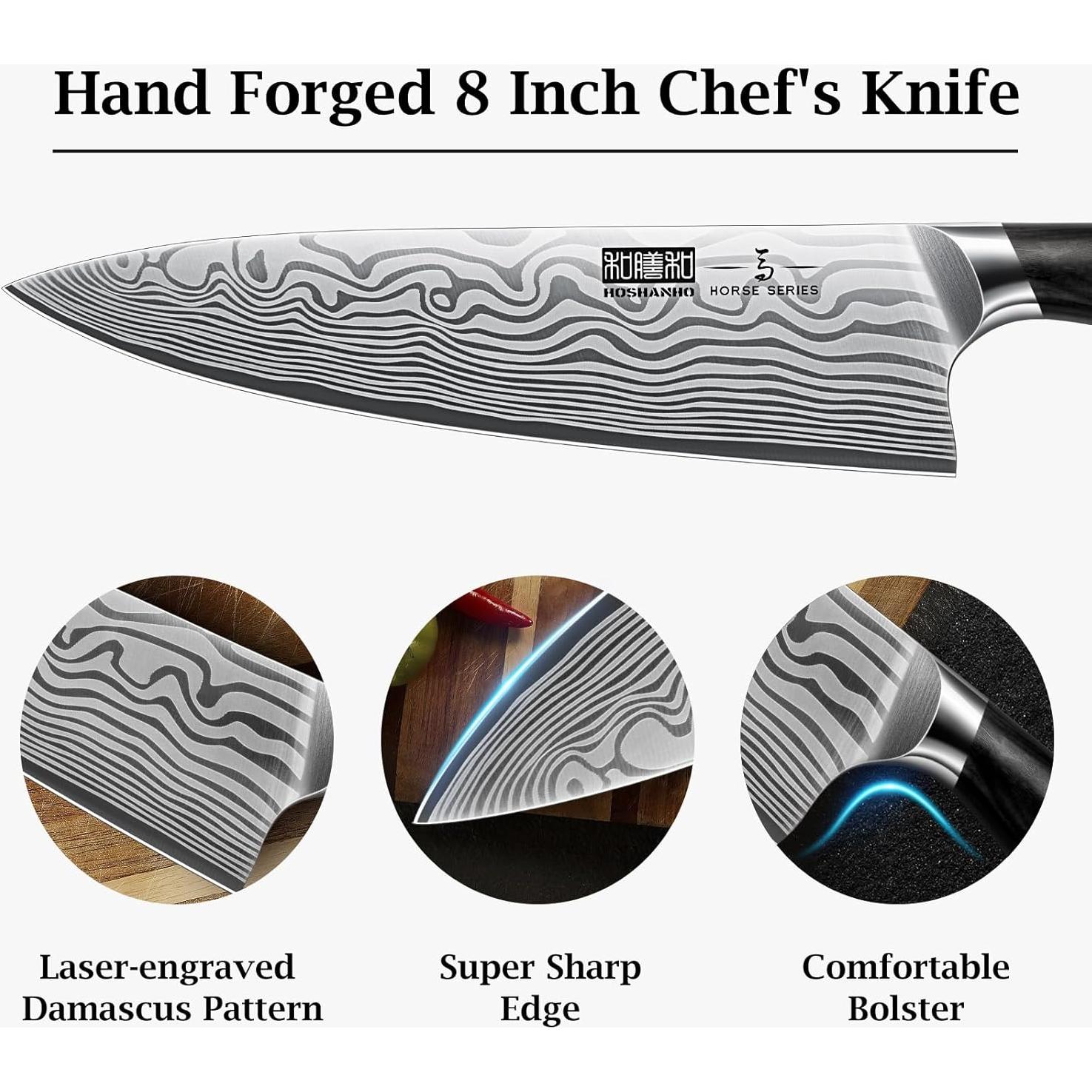 Cuchillo de Chef HOSHANHO 20.32 cm Acero Alto Carbono Pakkawood