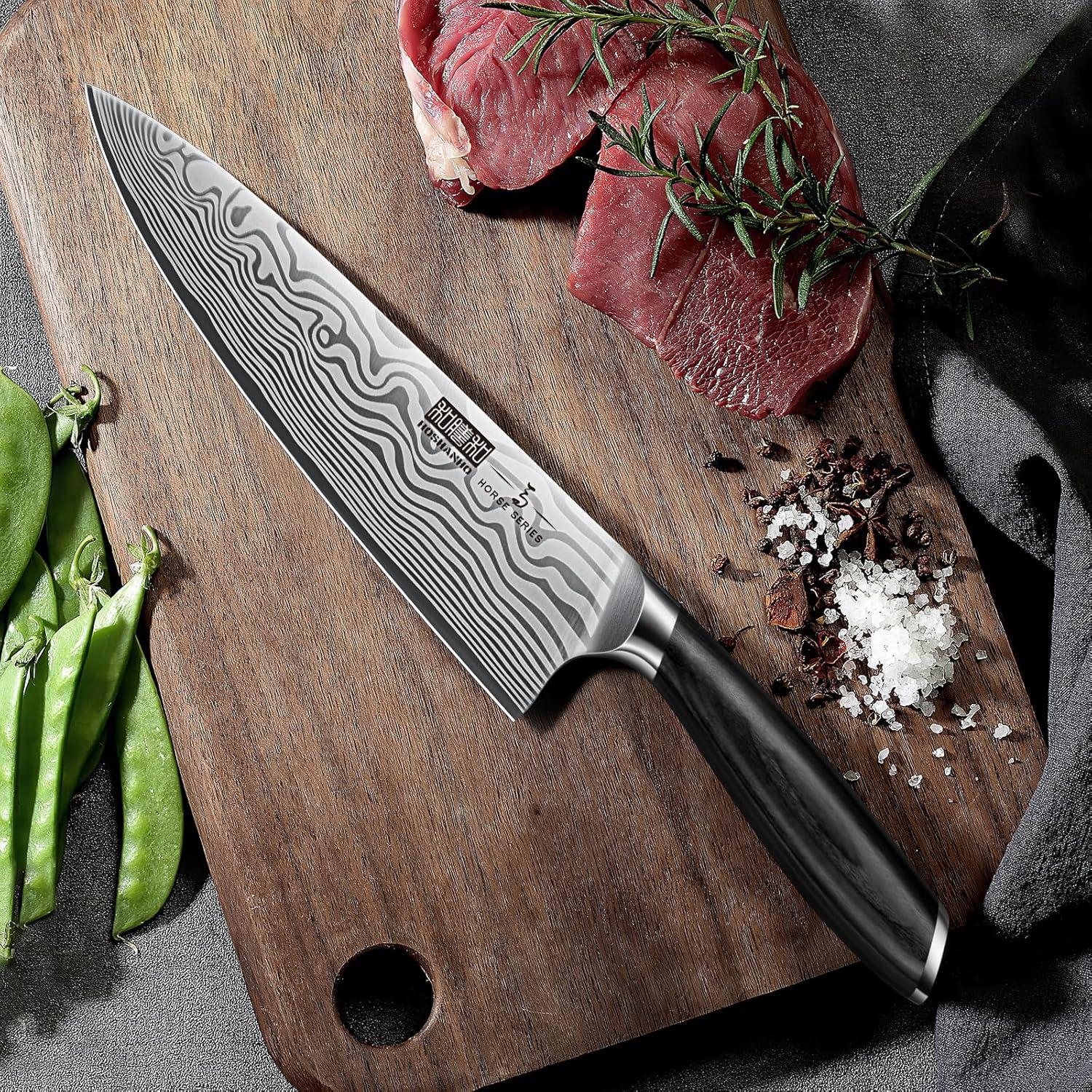 Cuchillo de Chef HOSHANHO 20.32 cm Acero Alto Carbono Pakkawood