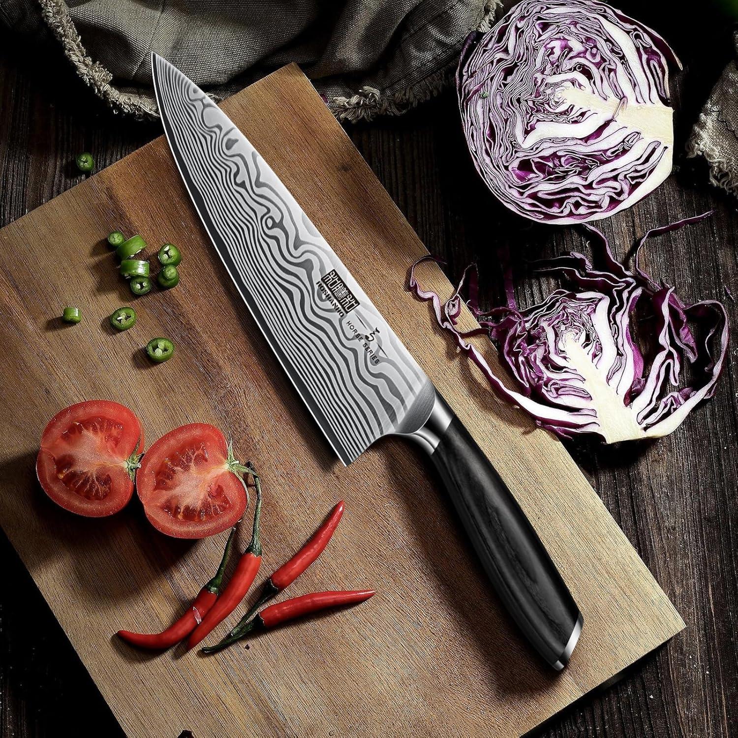 Cuchillo de Chef HOSHANHO 20.32 cm Acero Alto Carbono Pakkawood
