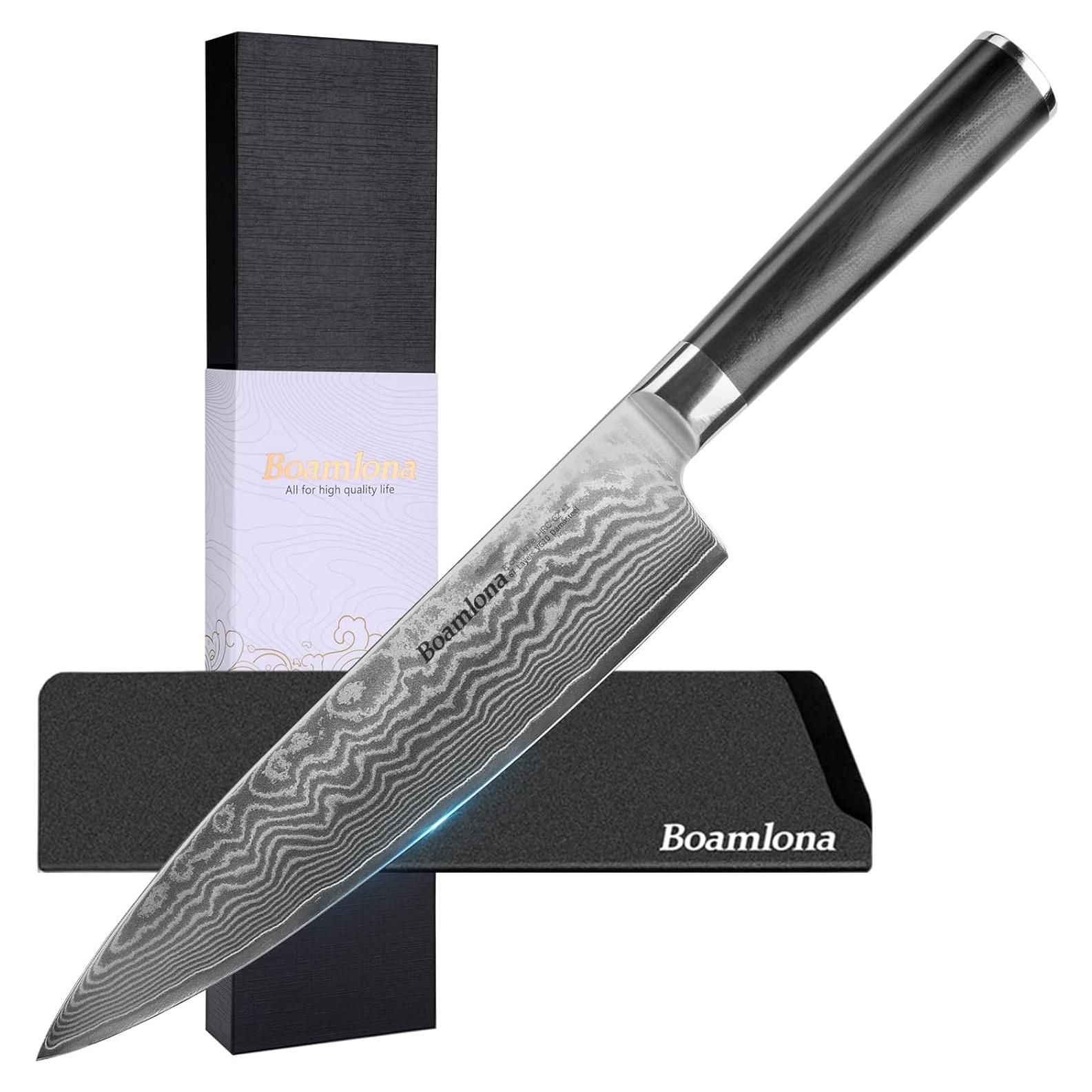 Cuchillo de Chef Damasco Boamlona 20 cm Acero VG10 Mango G10