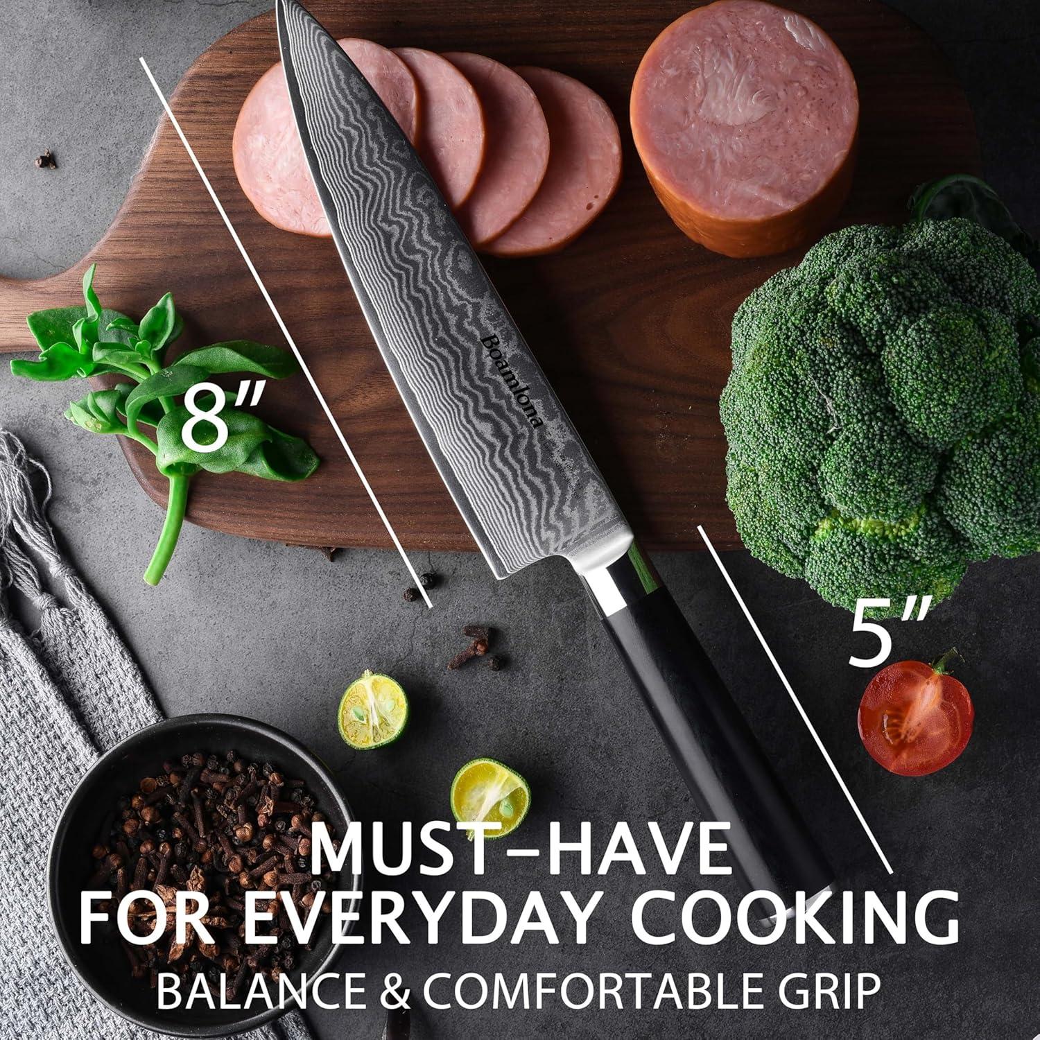 Cuchillo de Chef Damasco Boamlona 20 cm Acero VG10 Mango G10