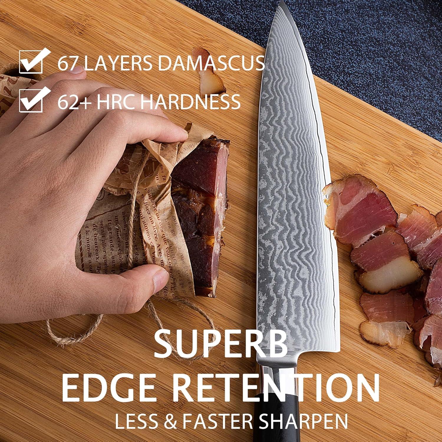 Cuchillo de Chef Damasco Boamlona 20 cm Acero VG10 Mango G10