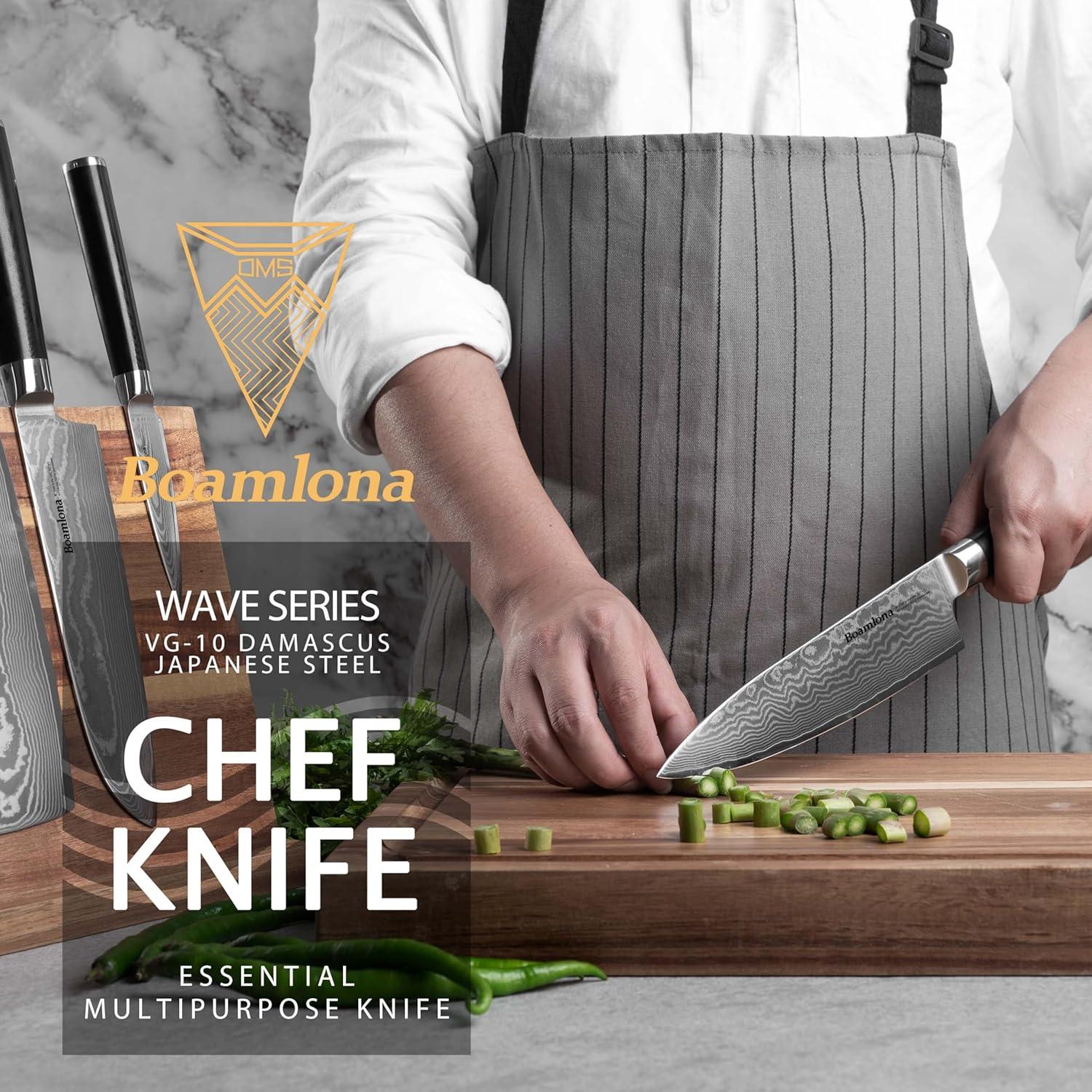 Cuchillo de Chef Damasco Boamlona 20 cm Acero VG10 Mango G10