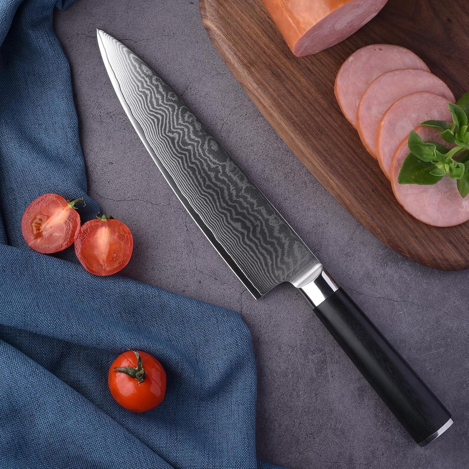 Cuchillo de Chef Damasco Boamlona 20 cm Acero VG10 Mango G10