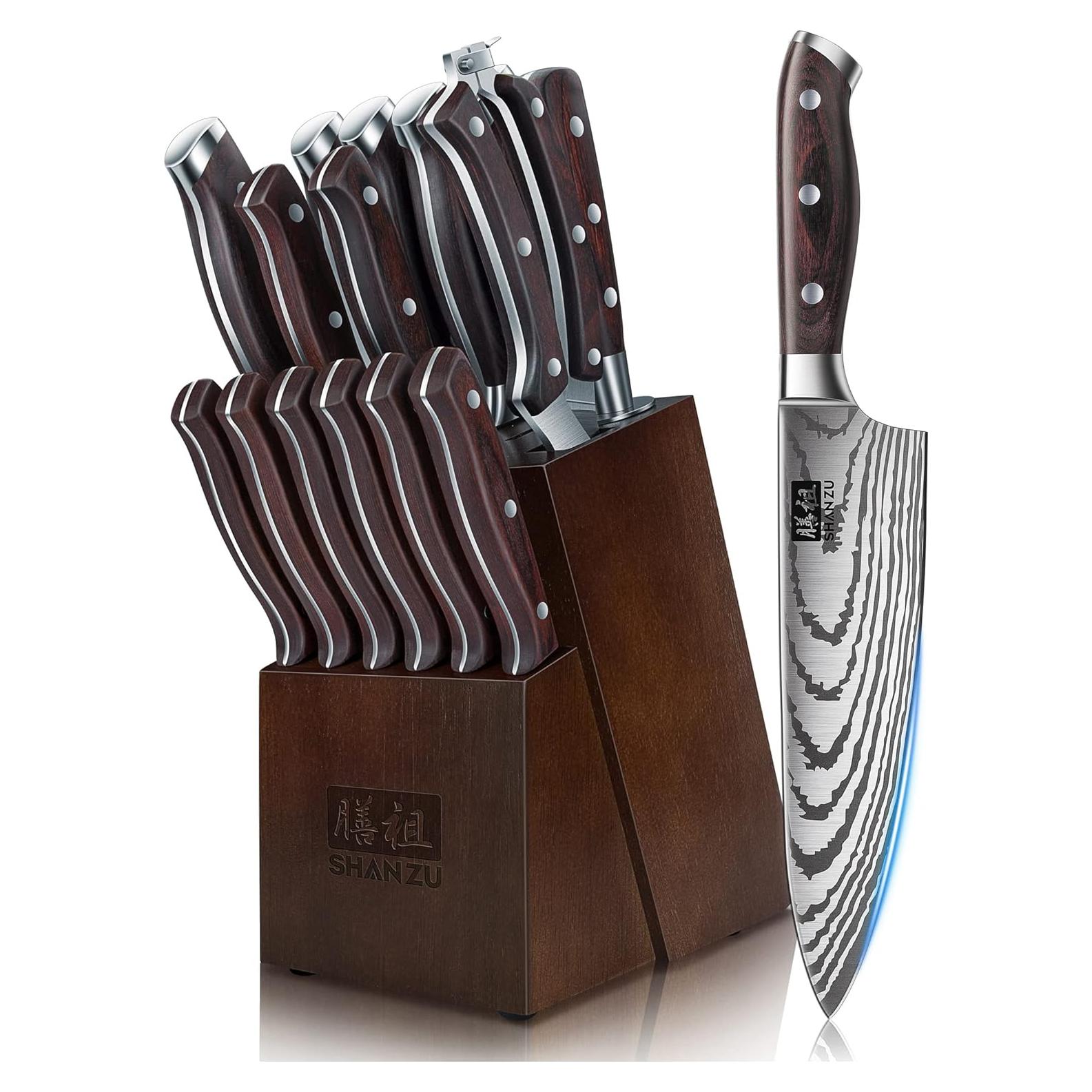 Juego de cuchillos SHAN ZU 16 piezas acero japonés ultra afilado
