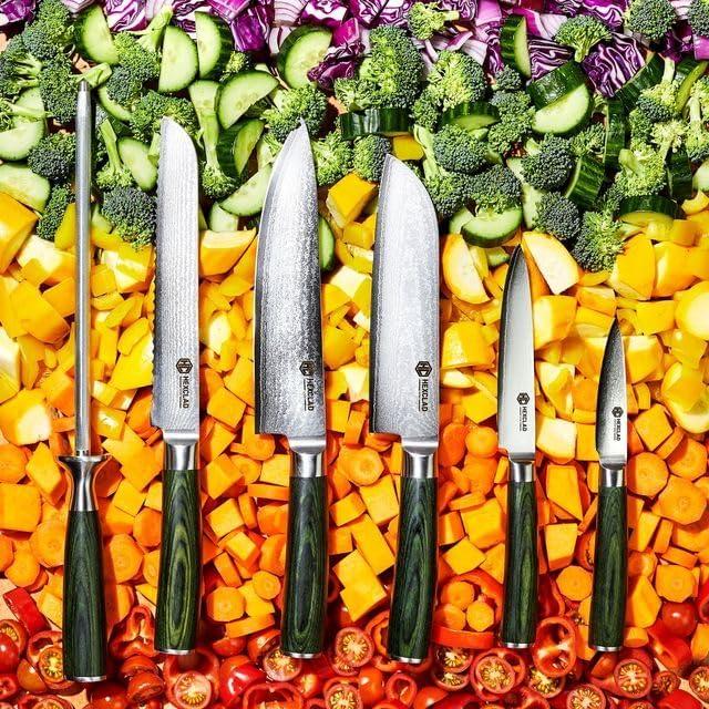 Juego de cuchillos HexClad 6 piezas acero japonés Damascus