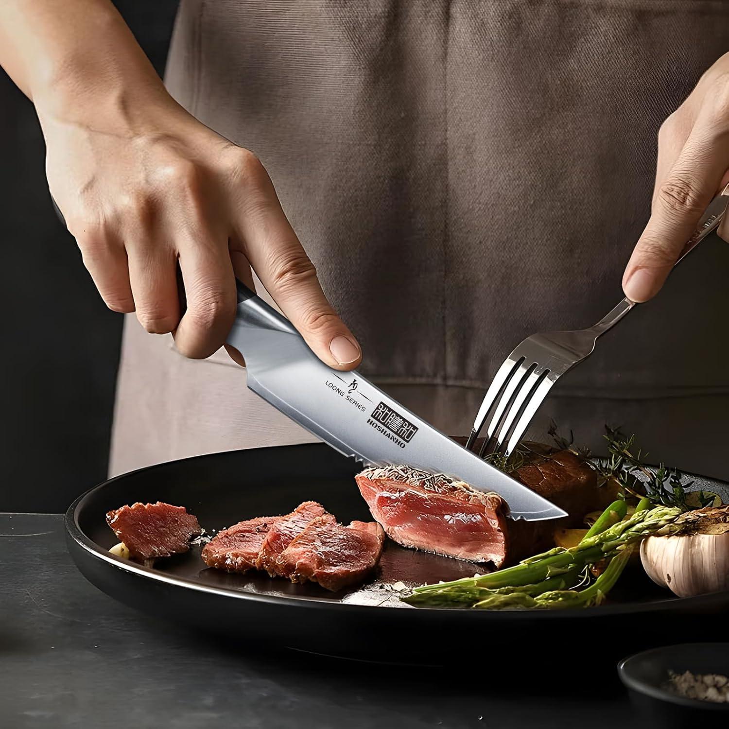 Juego de cuchillos para carne HOSHANHO 6 piezas acero al carbono