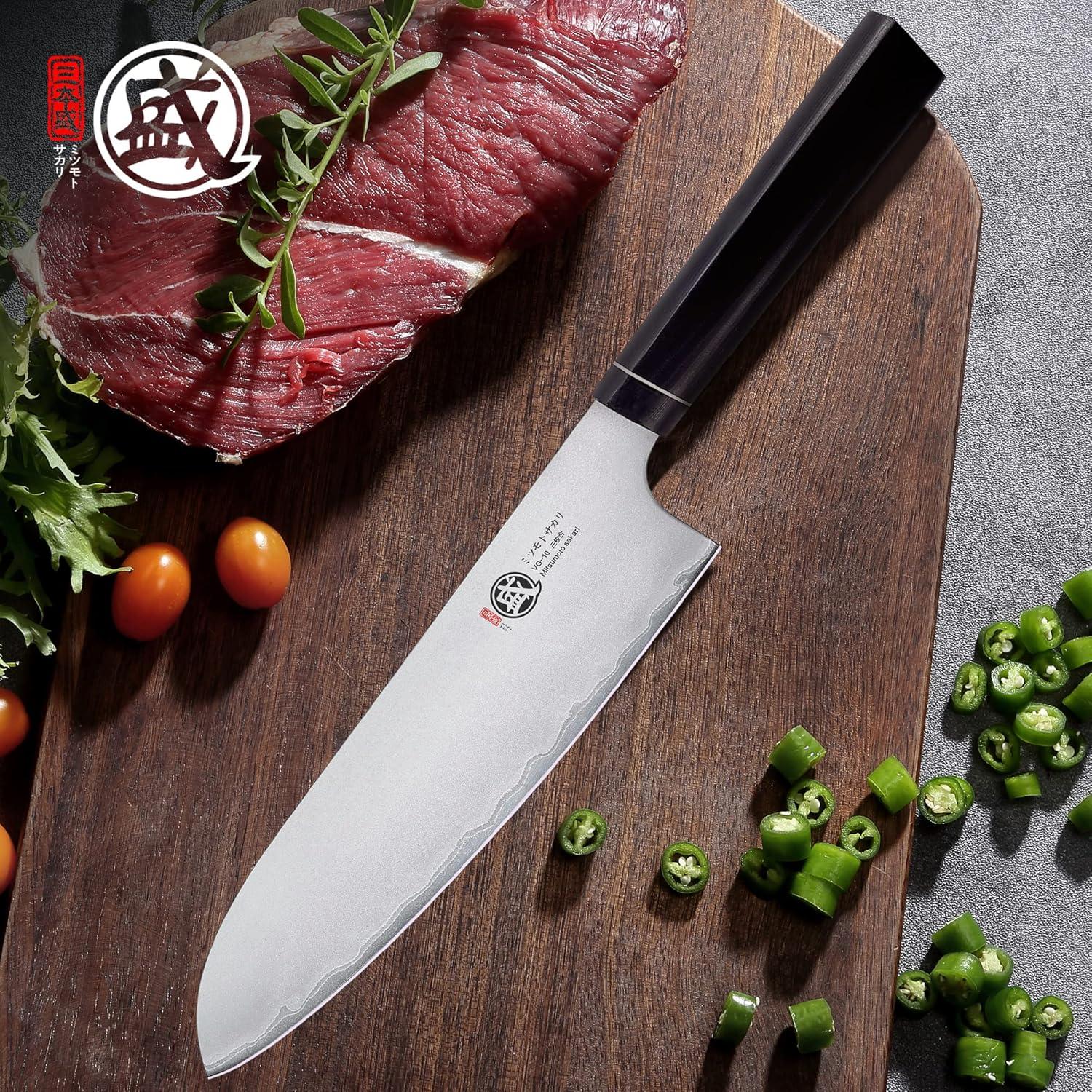 Cuchillo de Chef Santoku MITSUMOTO SAKARI 17.78 cm VG-10