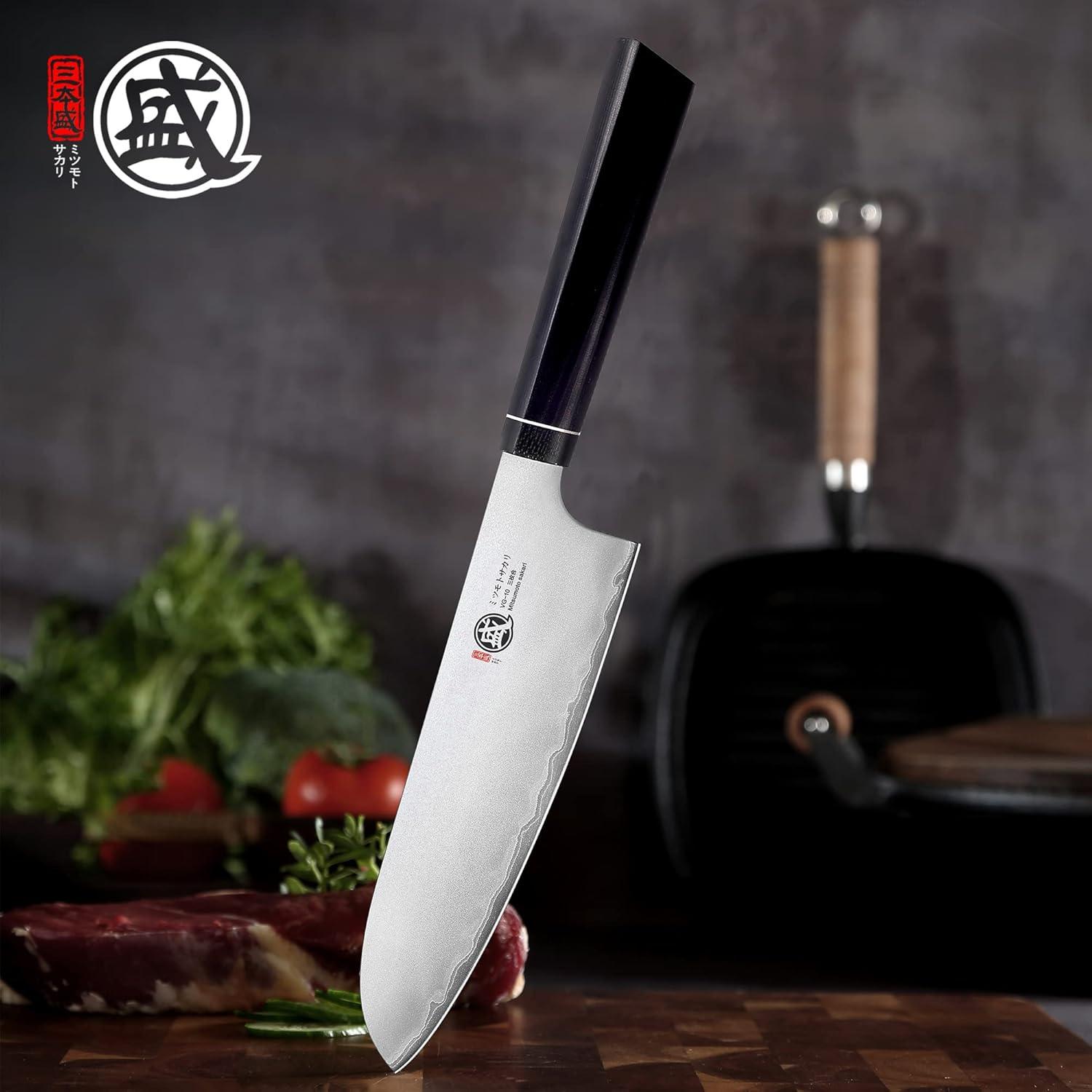 Cuchillo de Chef Santoku MITSUMOTO SAKARI 17.78 cm VG-10